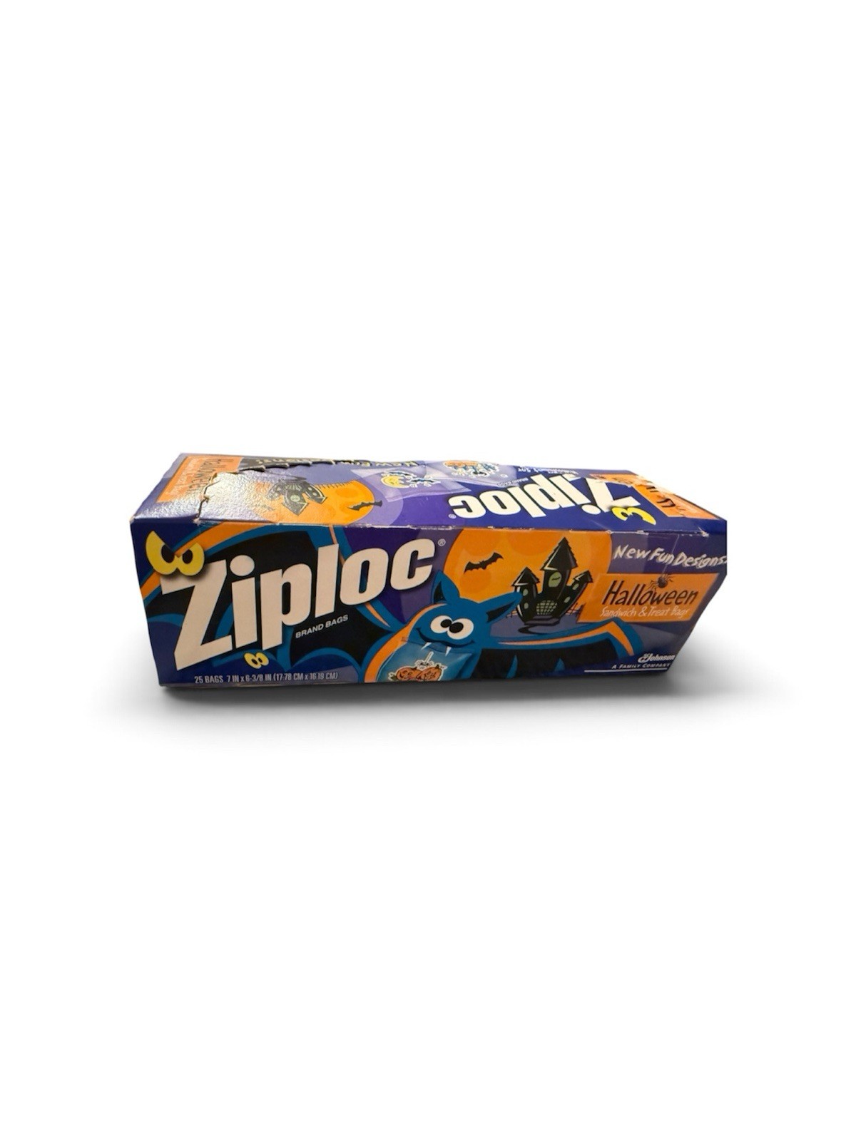 Vintage 2001 Ziploc Halloween Sandwich Bags 25 Count Open Box Bat Haunted House