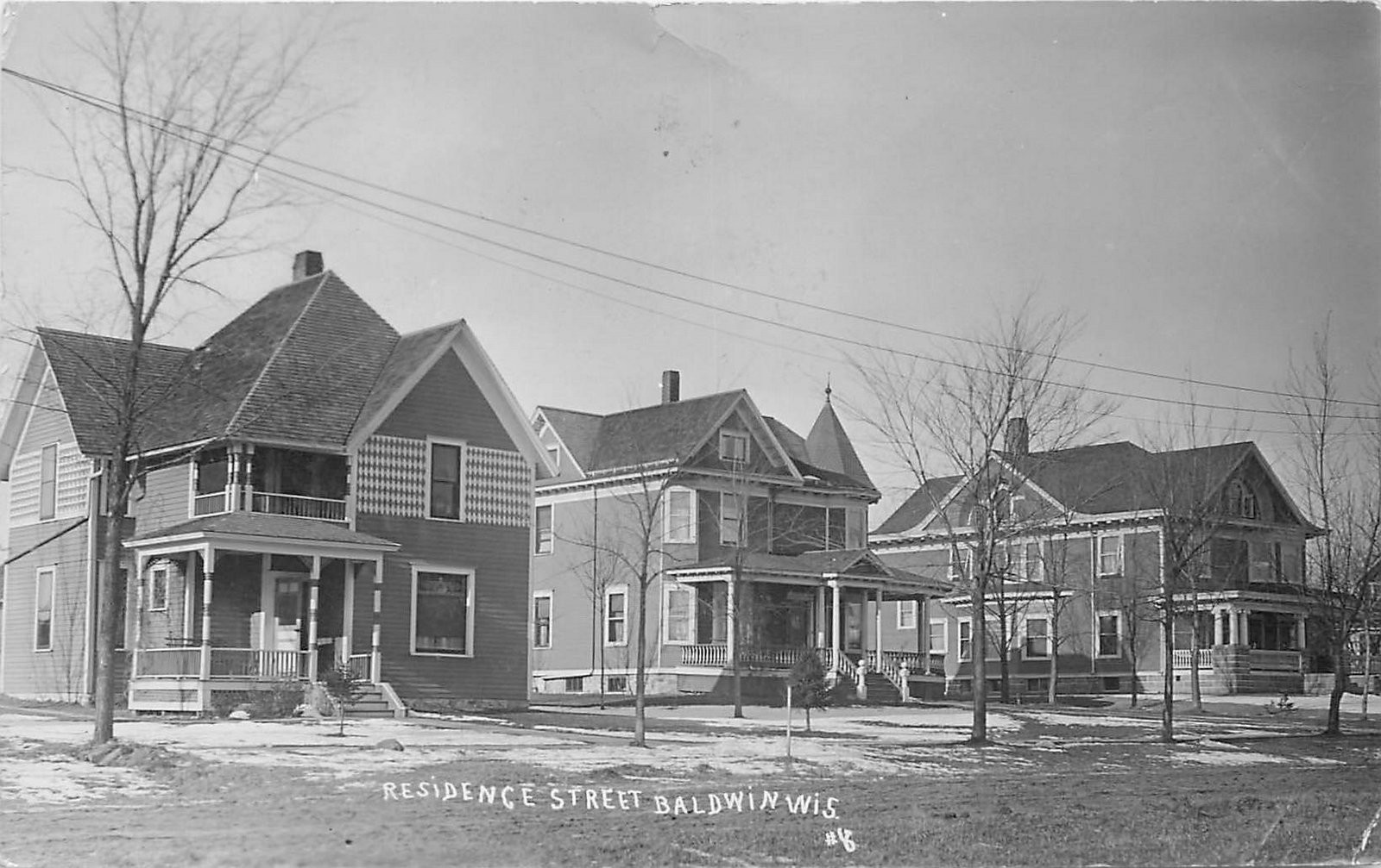 c1915 Baldwin Wisconsin  residence Street RPPC Postcard 25-9487