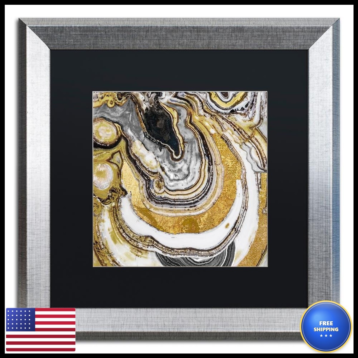 Trademark Fine Art Stone Prose Black Matted Silver Frame 16x16 Trademark Fine Art Stone Prose Black Matted Silver Frame 16x16