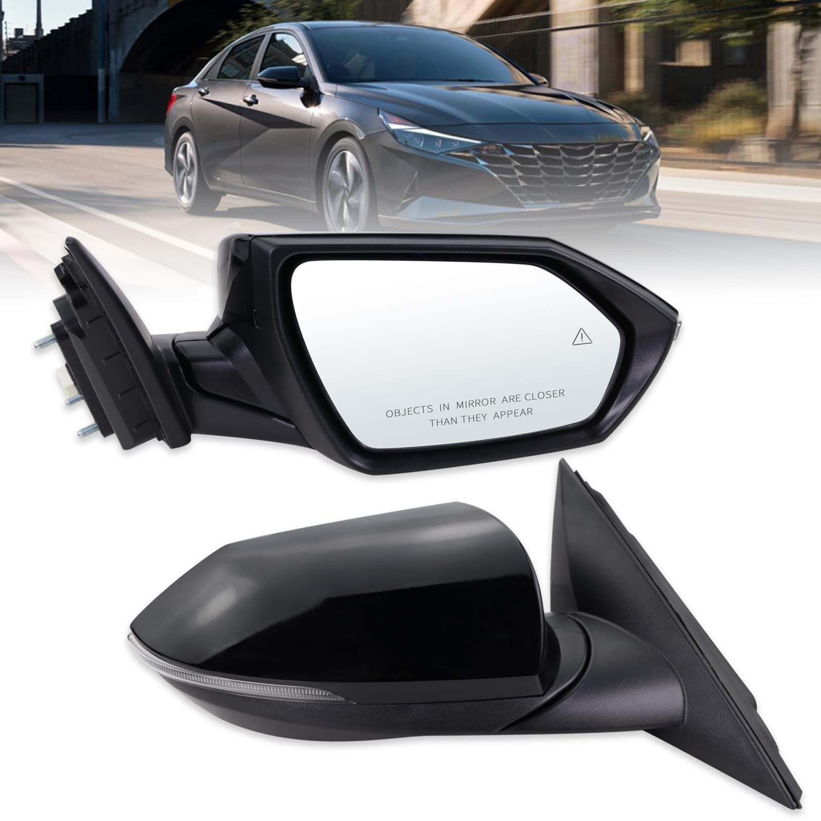 Lqito Right Passenger Side Mirror for 2021-2026 Hyundai Elantra Black 8 Pins
