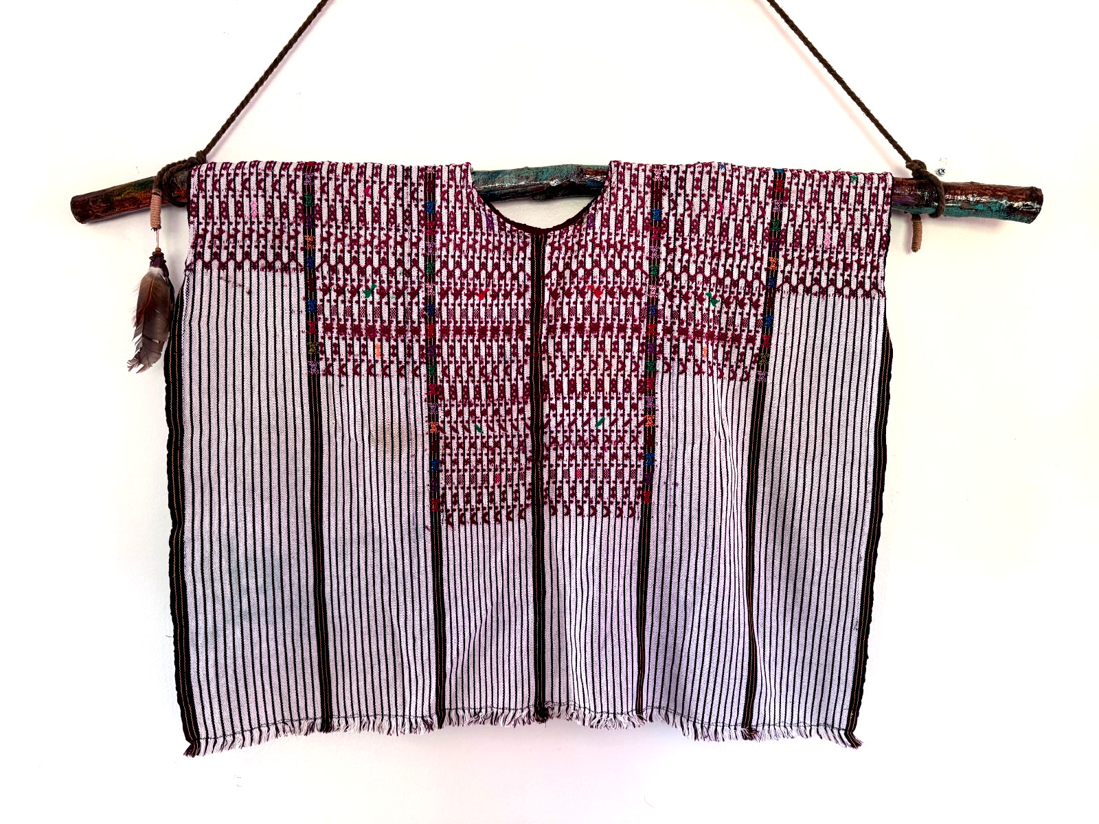 Vintage Guatemalan Huipil Textile Panel Woven Embroidered Wall Hanging Boho Deco