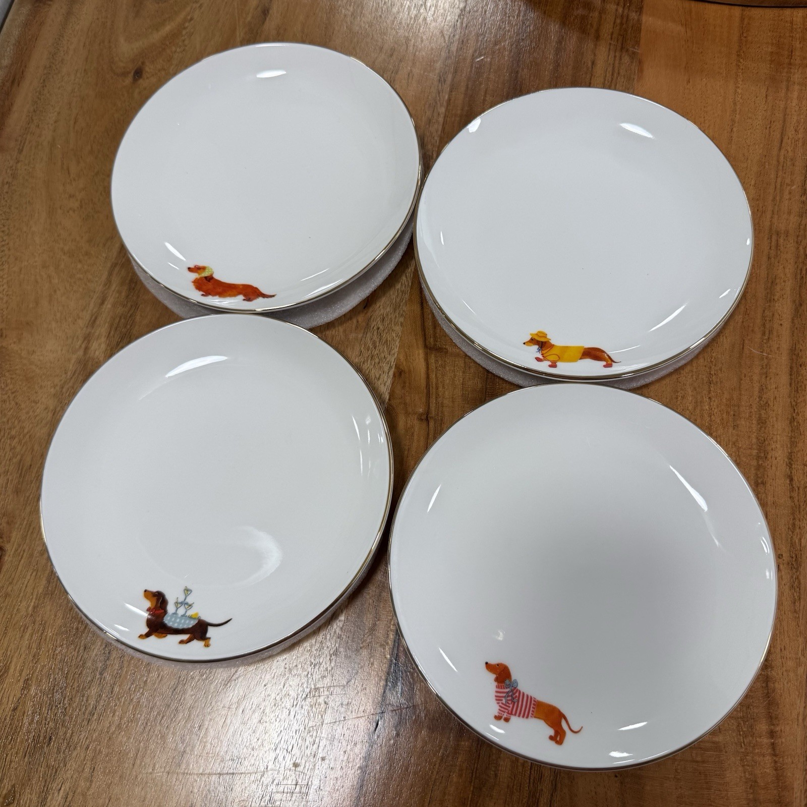 NEW Dachshund Collector Porcelain Bread/Dessert Plates made in portugal 6\ NEW Dachshund Collector Porcelain Bread/Dessert Plates made in portugal 6\