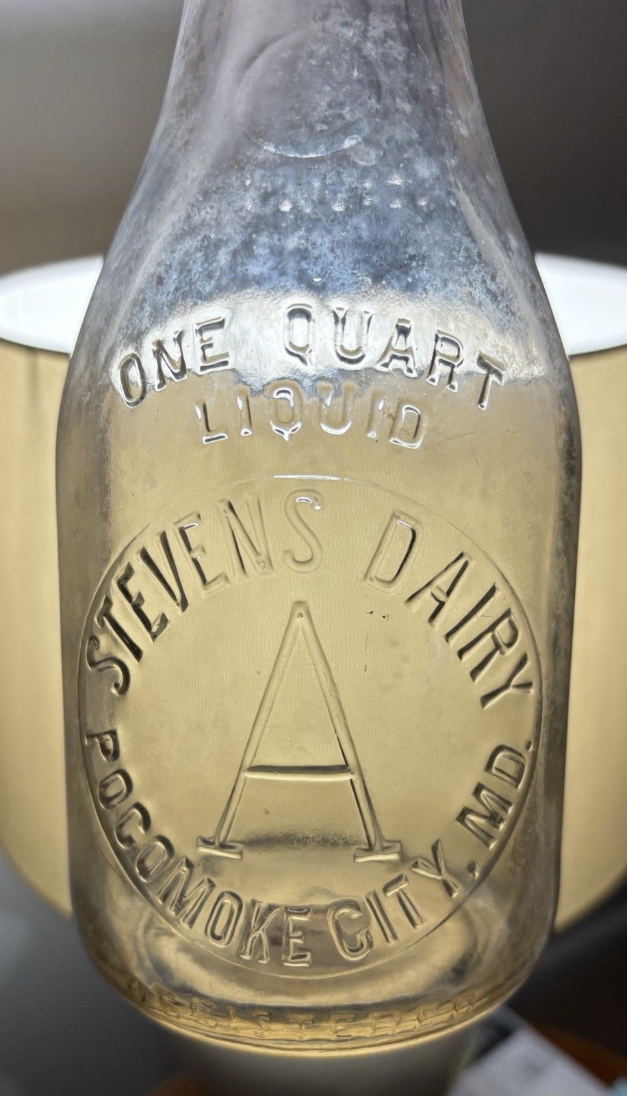 Steven’s Dairy Milk Bottle, Pocomoke City, Maryland. Quart