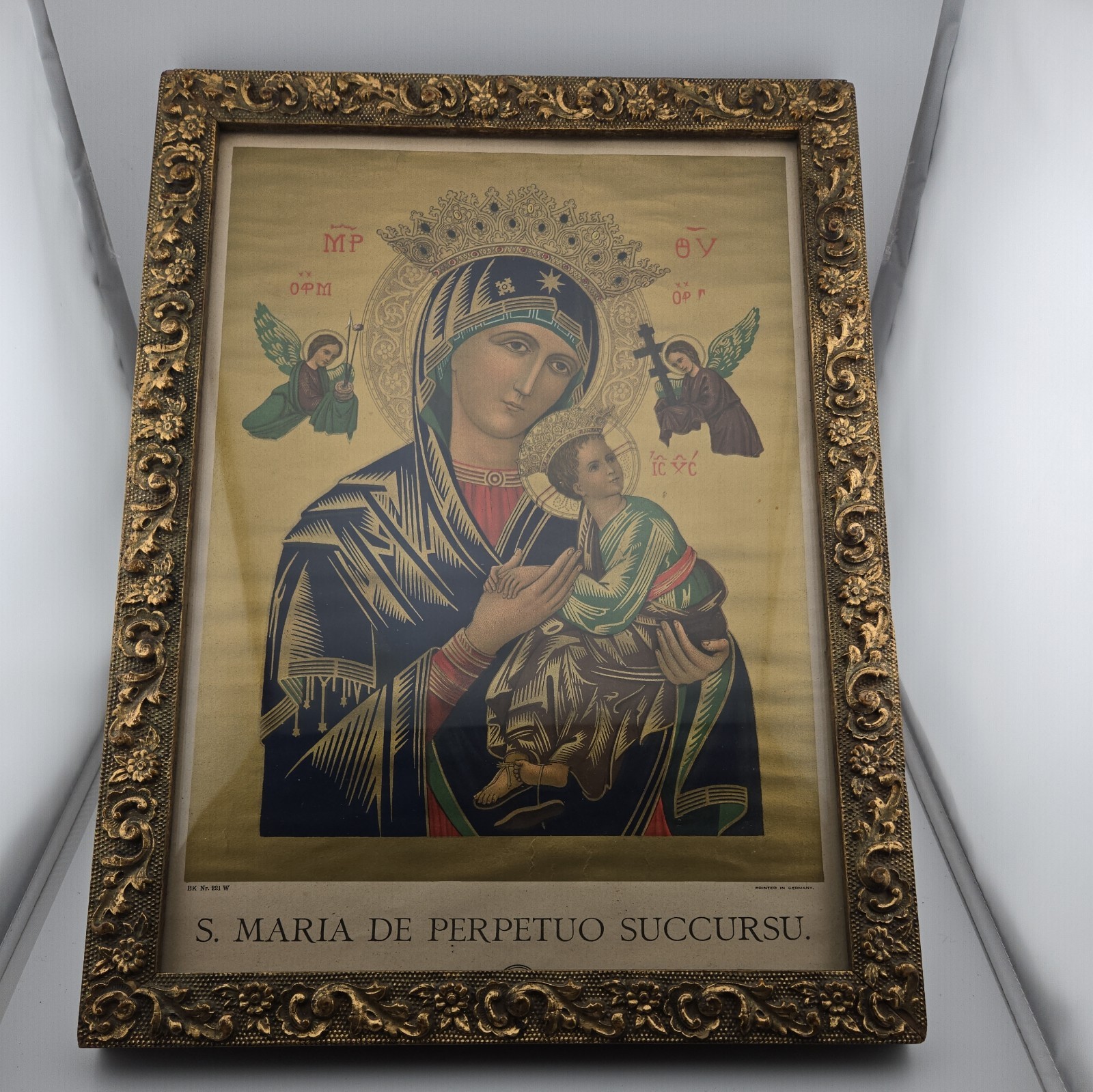 S. Maria De Perpetuo Succursu - ANTIQUE Virgin Maria Framed Print 1900s 16 x 12 S. Maria De Perpetuo Succursu - ANTIQUE Virgin Maria Framed Print 1900s 16 x 12