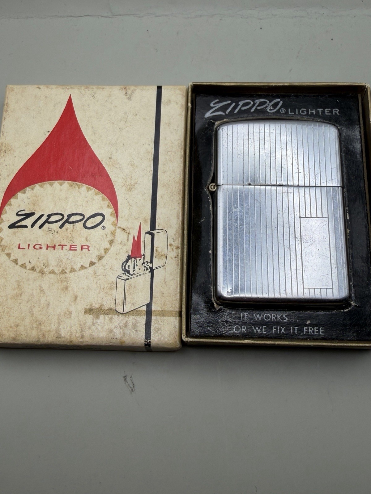 Engine Turned Pinstripe Vintage 1965 Chrome Zippo Lighter **READ B79