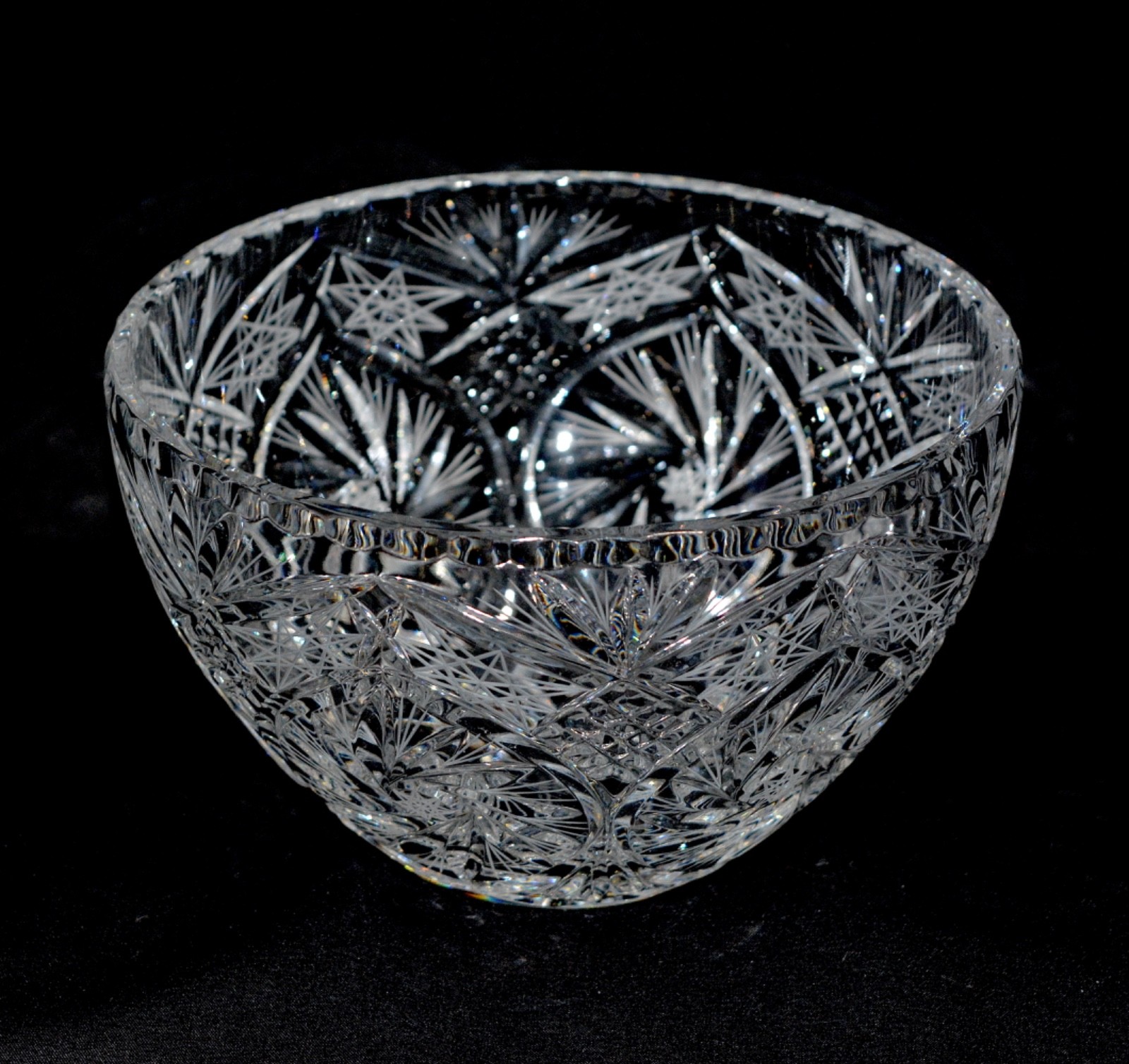 Vintage Crystal ABP Bowl Star Of David Hand Cut Pinwheel Grooved Rim 7.5 Vintage Crystal ABP Bowl Star Of David Hand Cut Pinwheel Grooved Rim 7.5