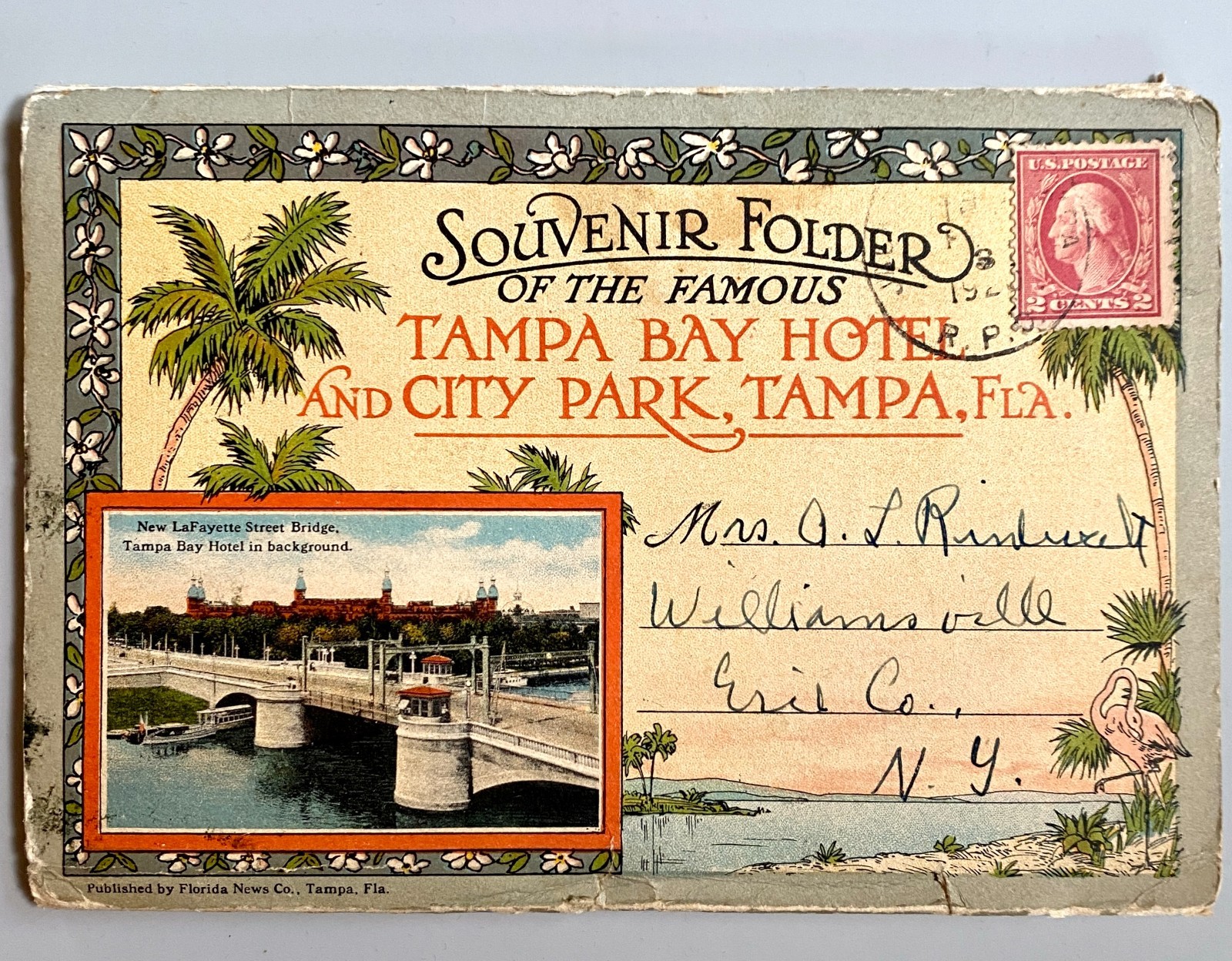 1910s Tampa Bay Hotel and City Park Fold Out Postcard Multi View 6 x 4 Accordion