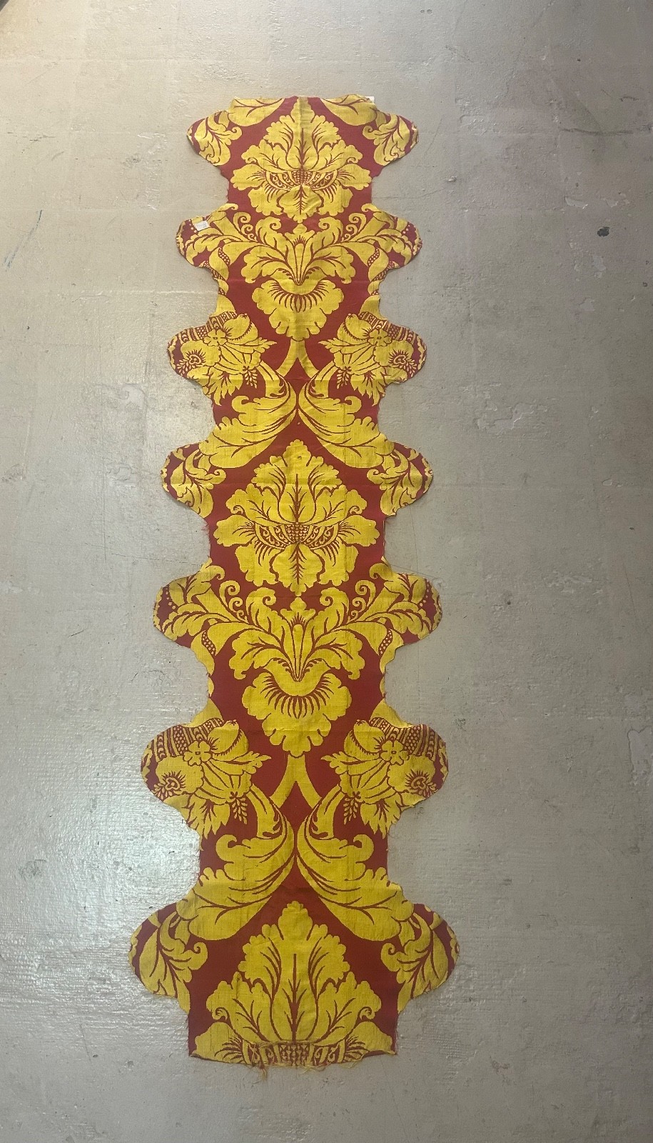 Antique style red and gold damask fabric