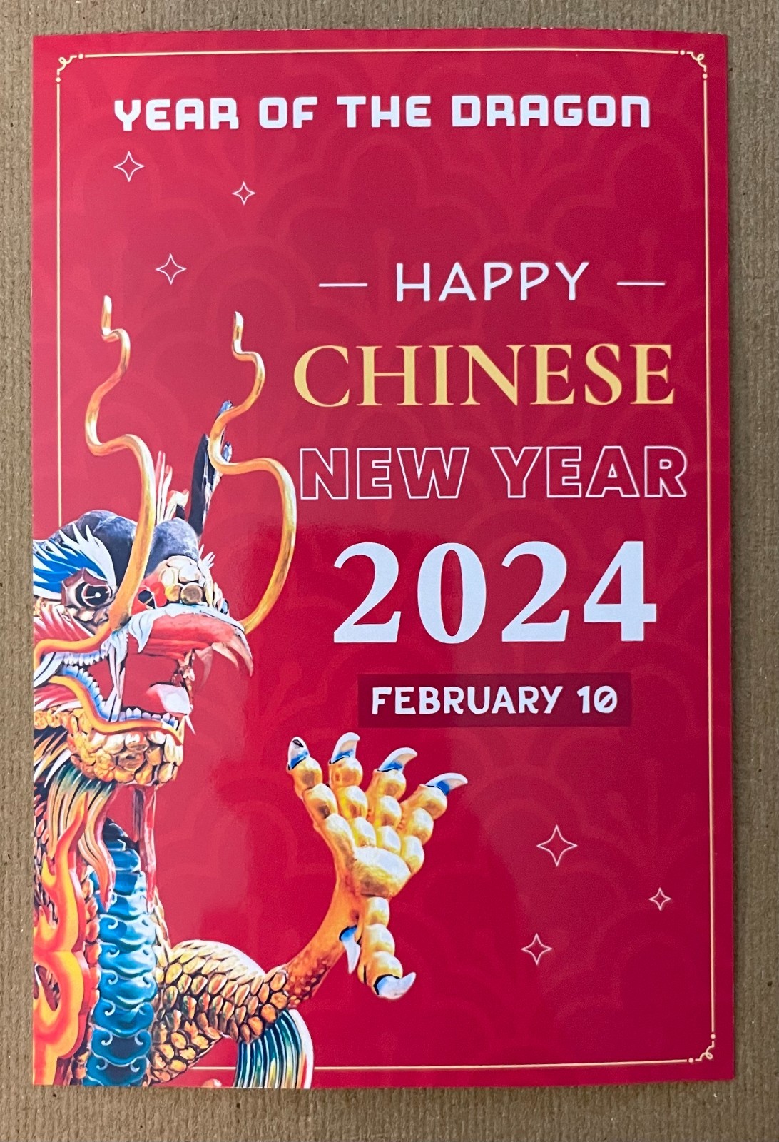 New postcard 4x6 Happy Chinese Lunar New Year 2024 Year of the Dragon New postcard 4x6 Happy Chinese Lunar New Year 2024 Year of the Dragon