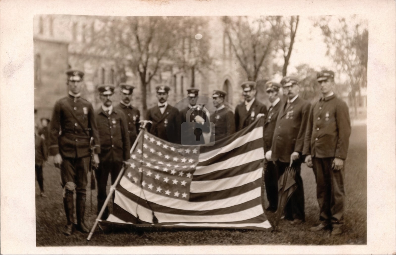 Fire Department Firemen w/American Flag Waverly NY New York RPPC Postcard COPY Fire Department Firemen w/American Flag Waverly NY New York RPPC Postcard COPY