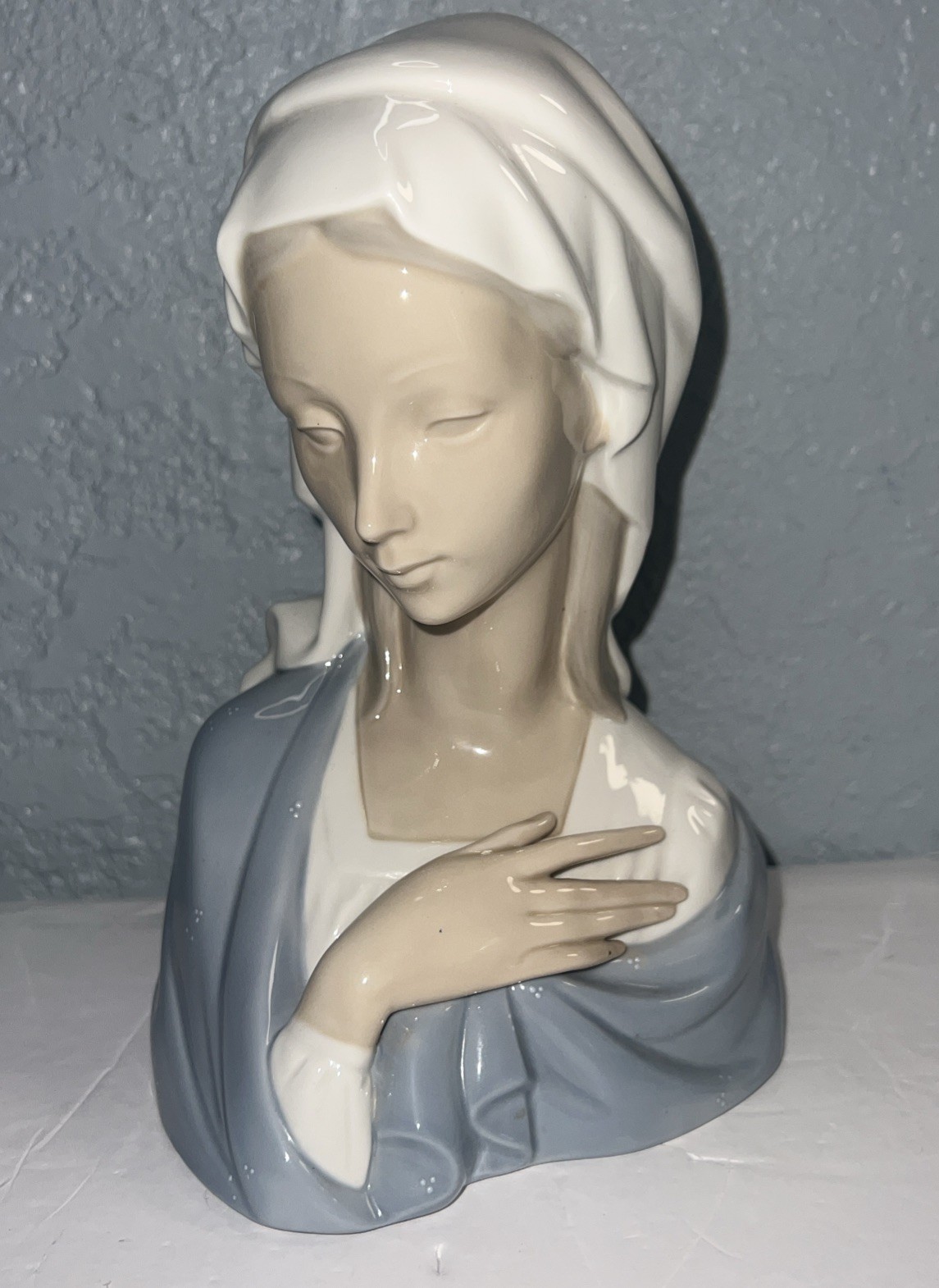 Lladro #4649 Madonna Bust Figurine Head Virgin Mary Glossy Porcelain Spain 9\