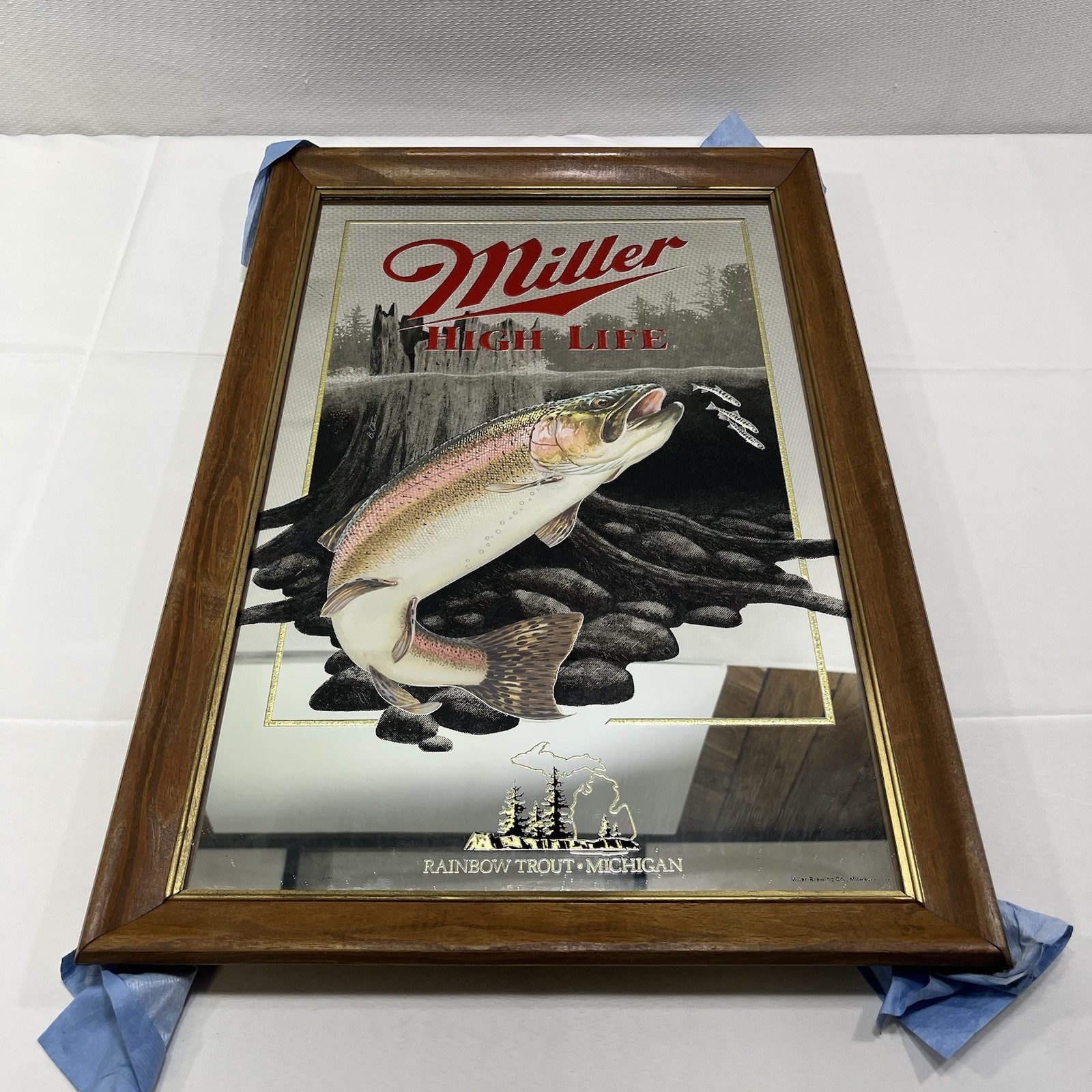 VTG Miller High Life Rainbow Trout Mirror 1992 Michigan Wildlife Series Bar Beer VTG Miller High Life Rainbow Trout Mirror 1992 Michigan Wildlife Series Bar Beer