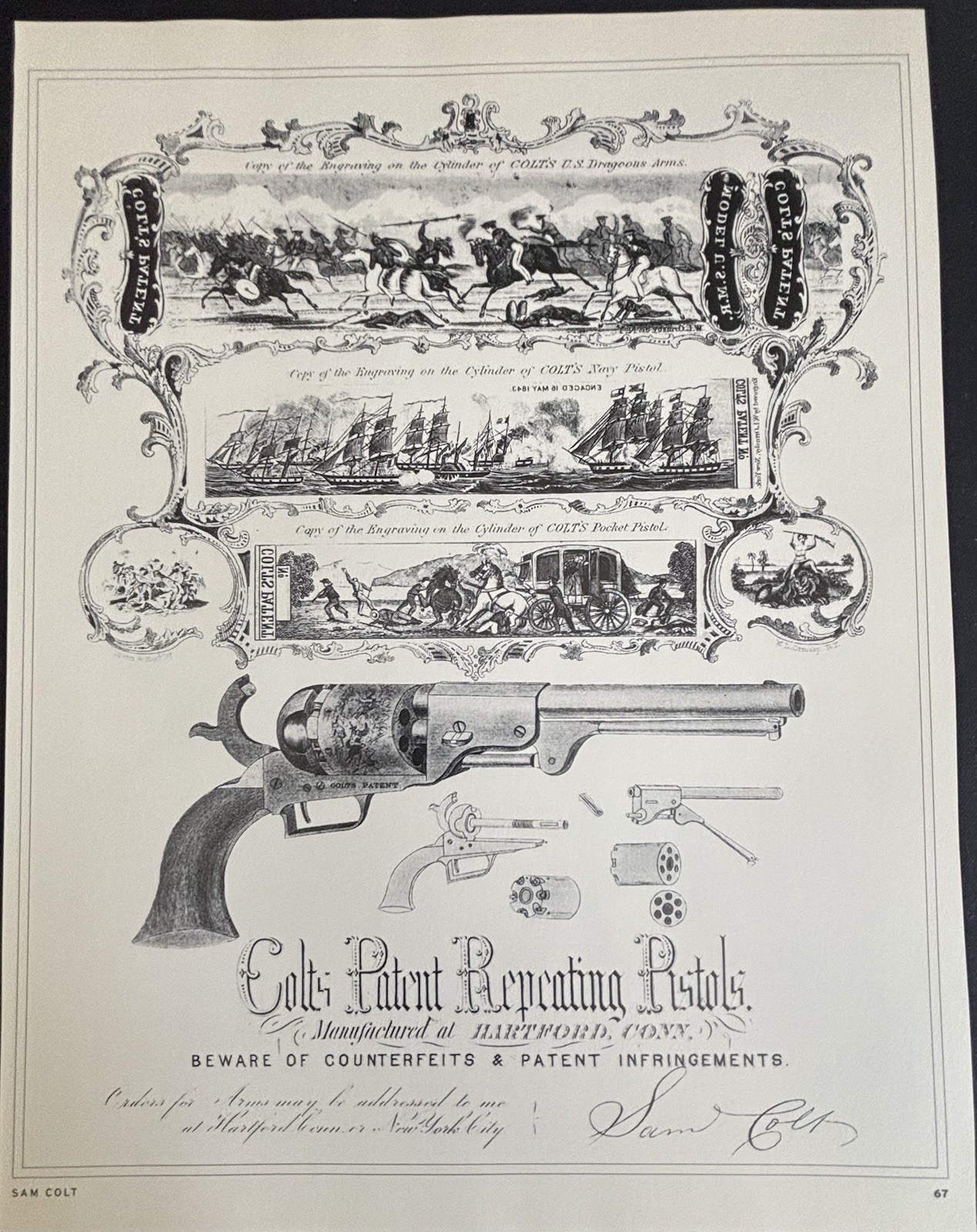Book Clipping Photo Colt Repeating Pistols Print Ad 1854 Americana