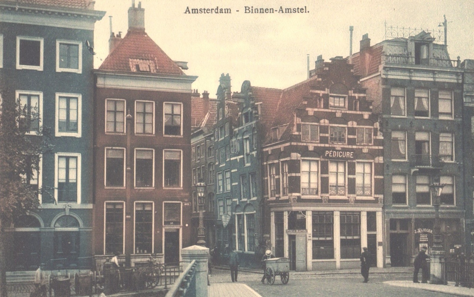 Amsterdam Binnen-Amstel Canal Street Scene Historic Buildings Pedicure Shop 1911 Amsterdam Binnen-Amstel Canal Street Scene Historic Buildings Pedicure Shop 1911