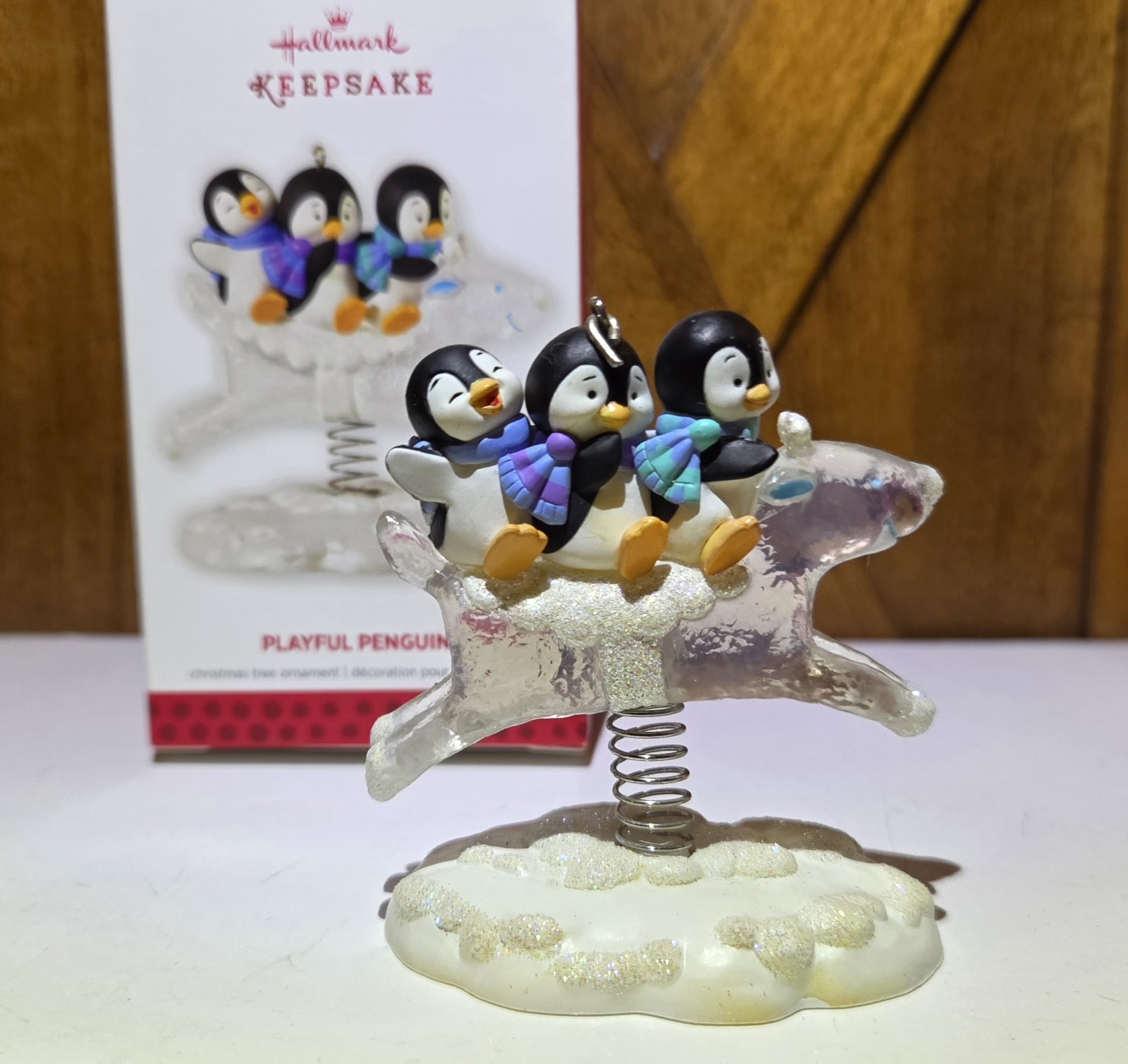 PLAYFUL PENGUINS 2013 Hallmark Keepsake Ornament Spring Rocking Reindeer
