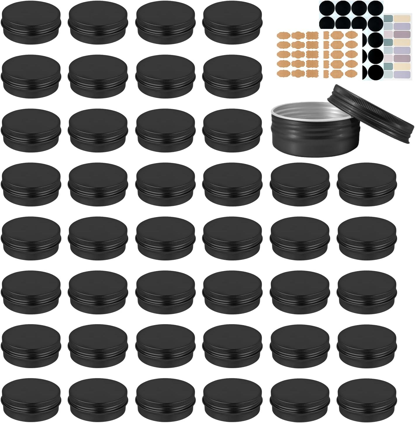 60 Pack 2Oz Tins with Lids, Salve Tins round Aluminum Tin with Lids, 2 Oz 60 Pack 2Oz Tins with Lids, Salve Tins round Aluminum Tin with Lids, 2 Oz