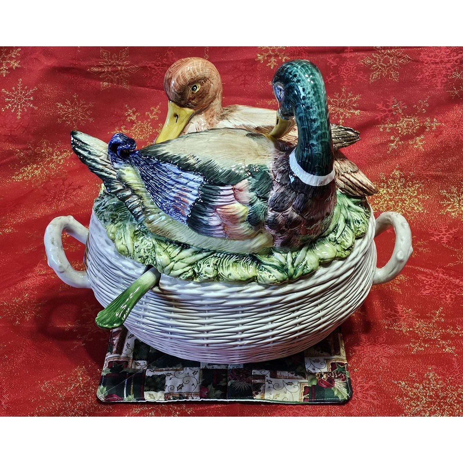 Vintage Italian Duck Soup Tureen w/ Ladle 16\