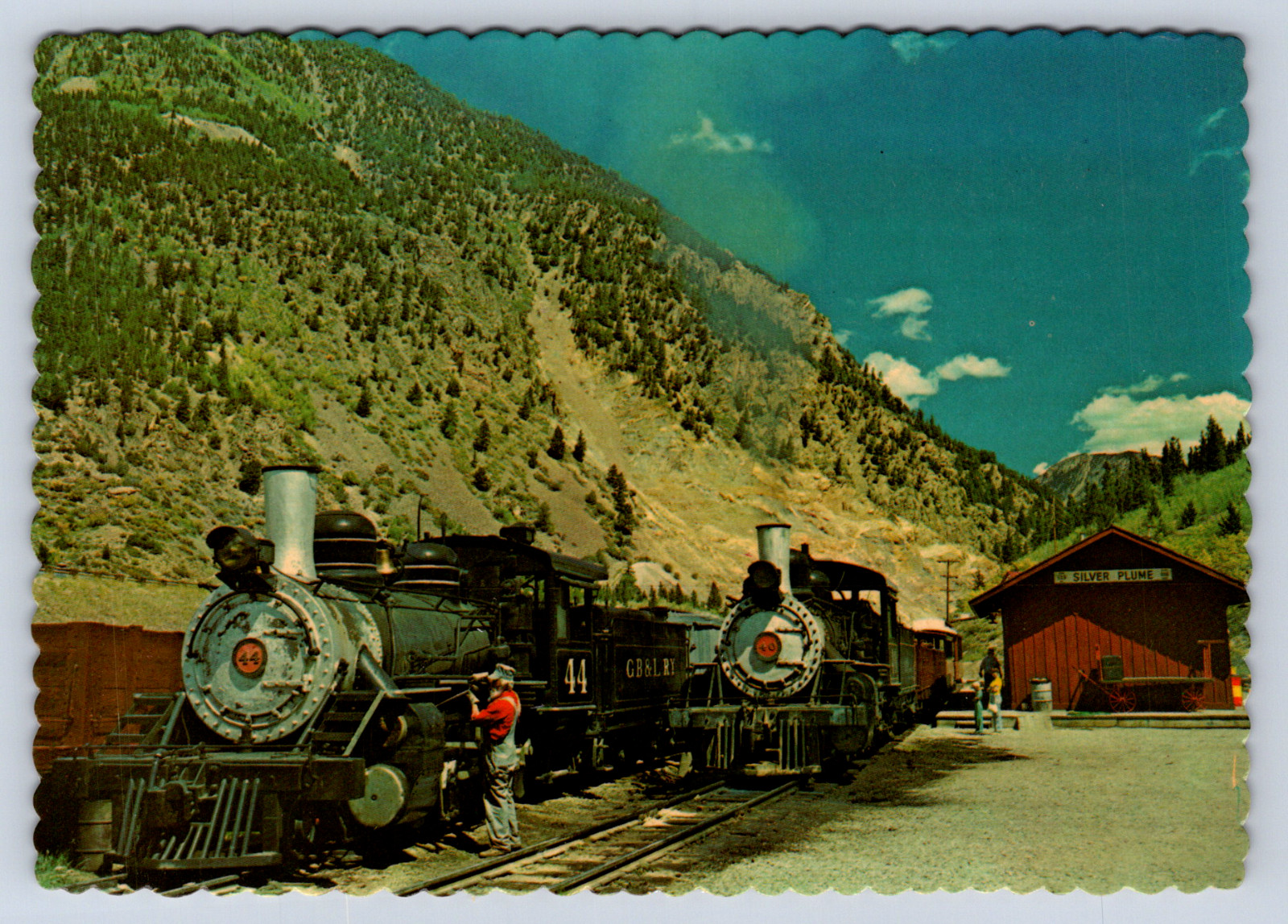 Vintage Postcard Engines 40 44 Georgetown Breckenridge Leadville RR Train CO