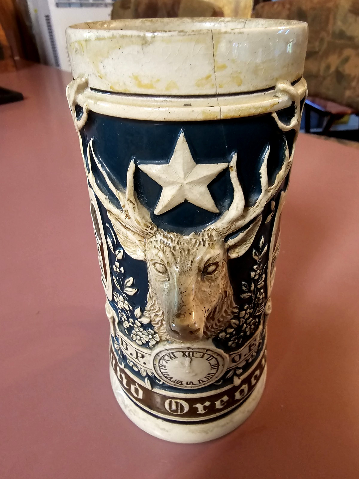 Vintage German Pottery Beer Stein 7 1/2