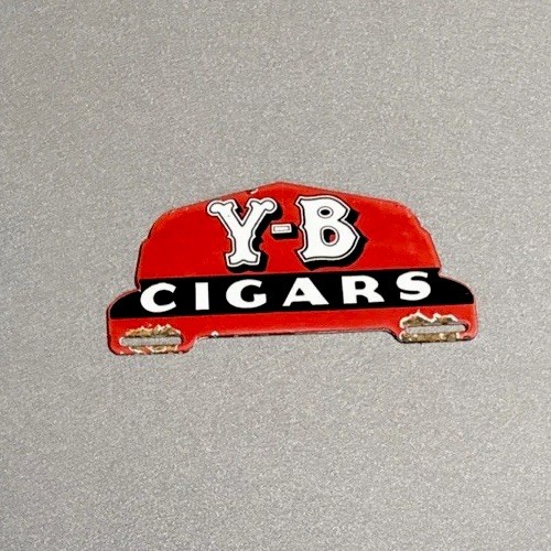 VINTAGE Y-B CIGARS PLATE TOPPER PORCELAIN SIGN CAR GAS TRUCK OIL MOTORCYCLE