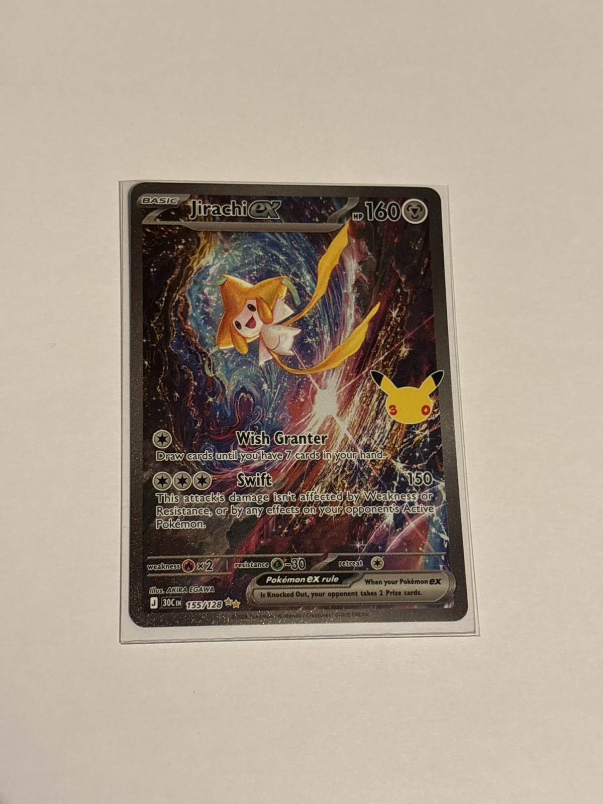 Pokémon TCG Jirachi ex Special Illustration Rare 155/128 30th Celebration SIR NM