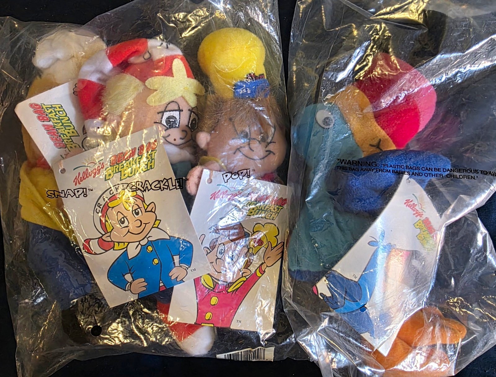 Vintage 1997 Kellogg\'s Bean Bag Breakfast Bunch Plush COMPLETE SET of 7 