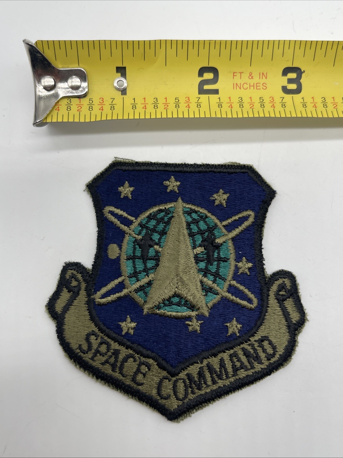 U.S. Military USAF SPACE COMMAND Shoulder Patch Insignia Cut Edge Subdued Iron