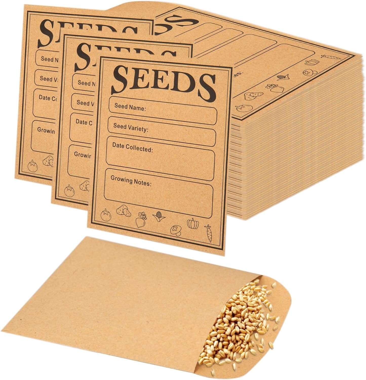150pcs Seed Saving Envelopes 4.7x3.1in Kraft Paper Storage Packets Garden 150pcs Seed Saving Envelopes 4.7x3.1in Kraft Paper Storage Packets Garden