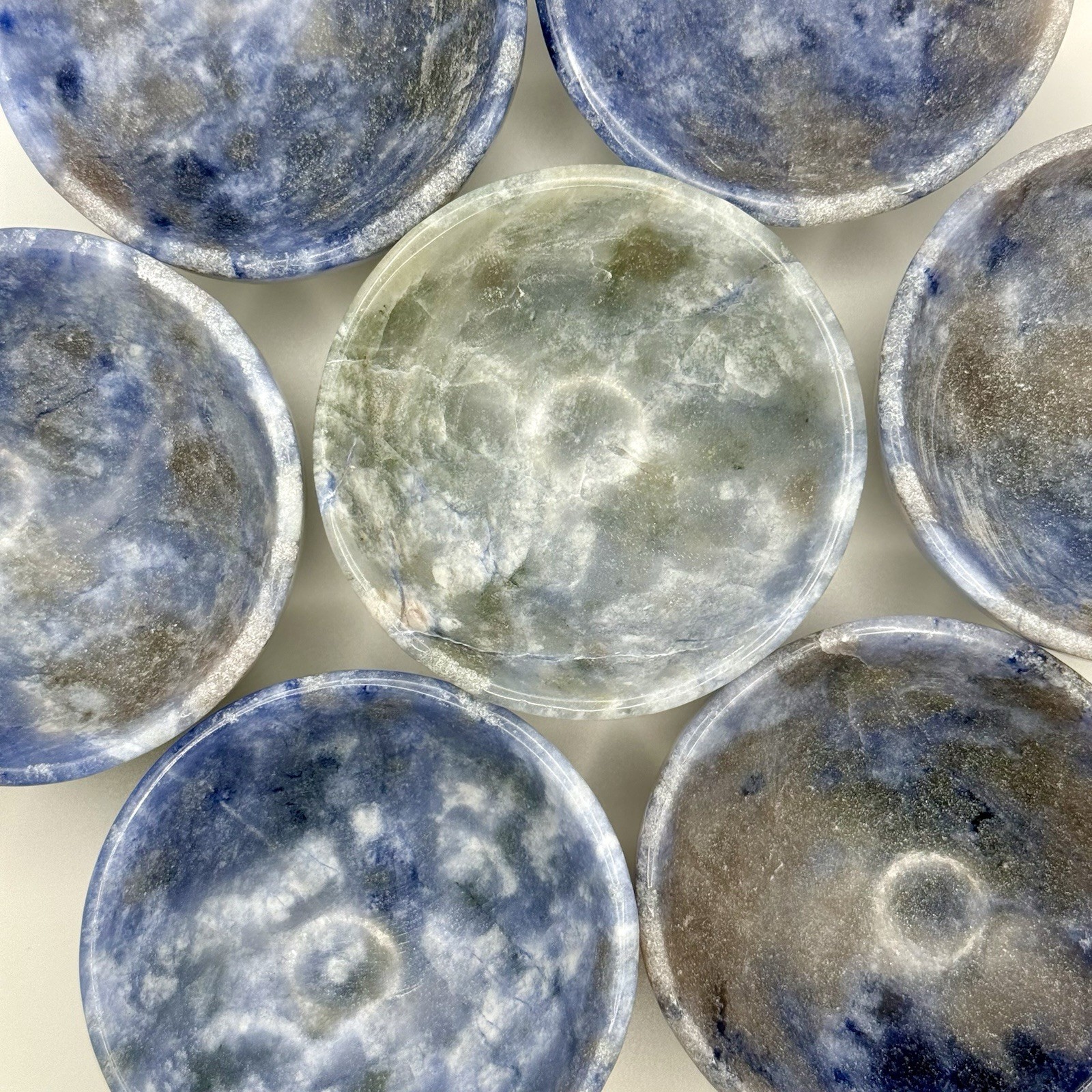 Ultra Rare Blue & Grey Afghanite Bowls, UV Reactive, Approx 3 Inch Diameter Ultra Rare Blue & Grey Afghanite Bowls, UV Reactive, Approx 3 Inch Diameter