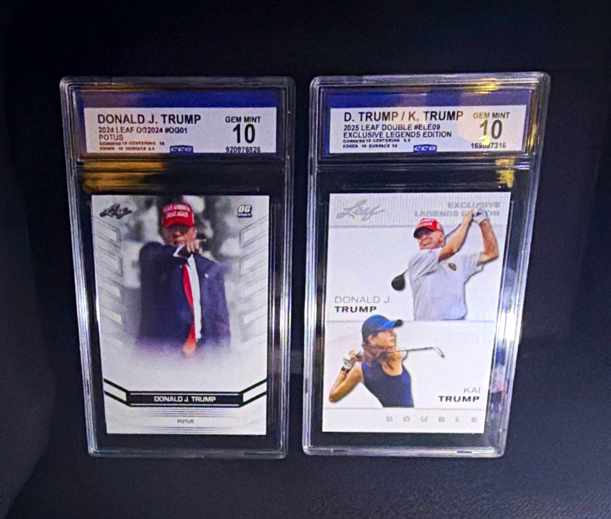 Leaf 2024/2025 POTUS OG01 & Kai Trump Double ELE09 2-Card Lot CGC 10