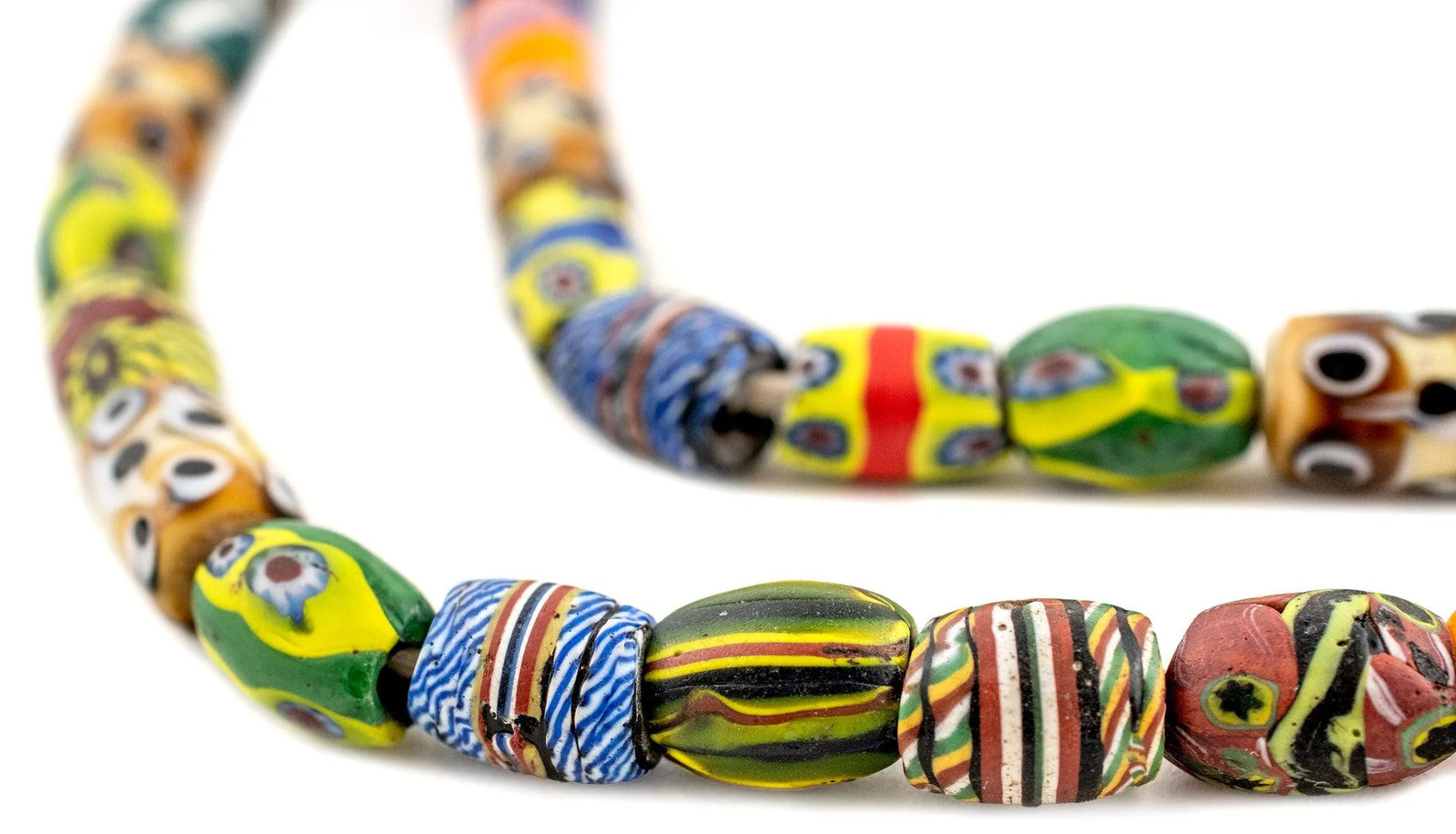 Oval Antique Venetian African Millefiori Trade Beads #15849 10mm Ivory Coast