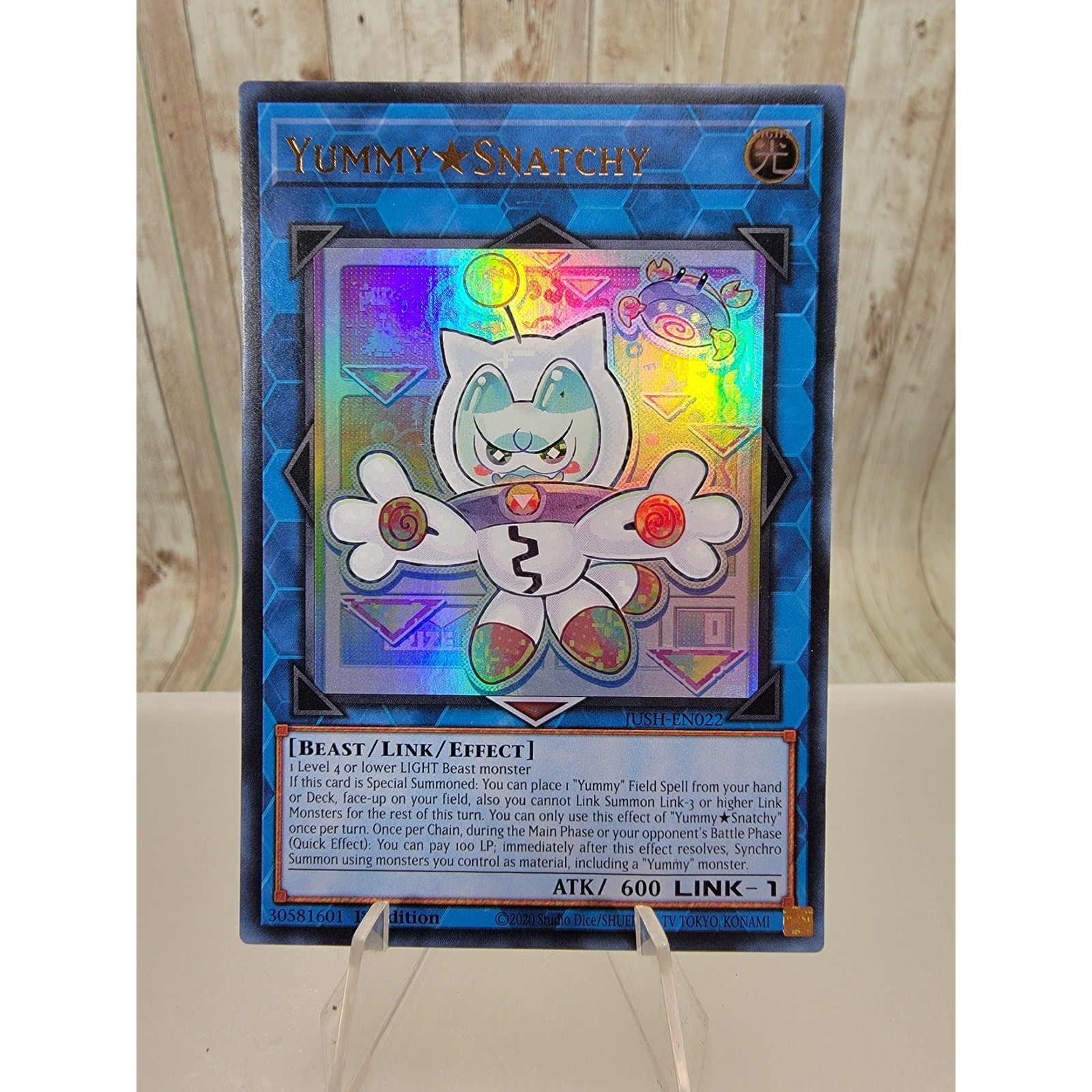 Yu-Gi-Oh 1x Yummy Snatchy JUSH-EN022 Collector\'s Rare 1st Edition NM Yu-Gi-Oh 1x Yummy Snatchy JUSH-EN022 Collector\'s Rare 1st Edition NM