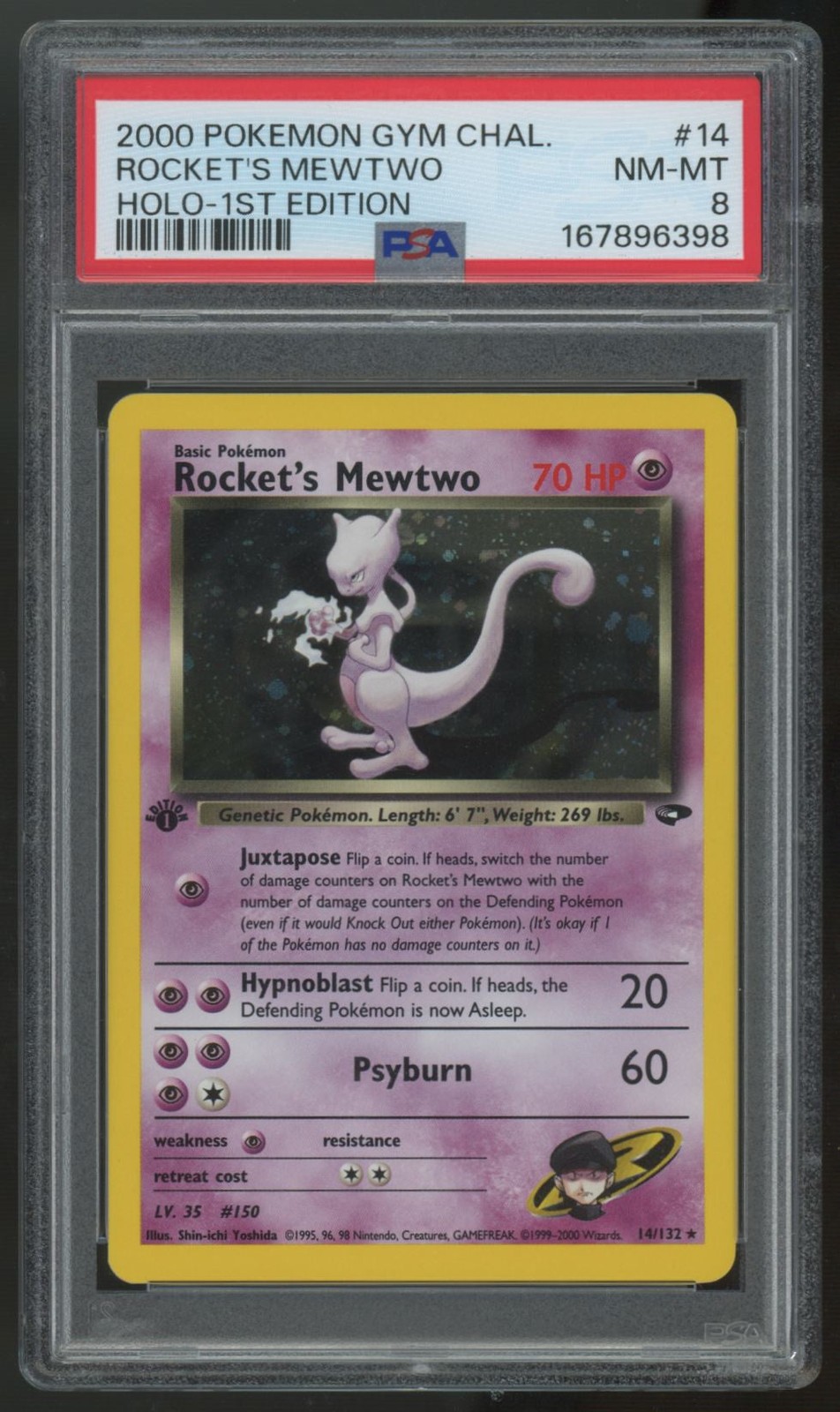 2000 Pokemon Team Rocket\'s Mewtwo Gym Challenge 1st Edition Holo #14 PSA 8
