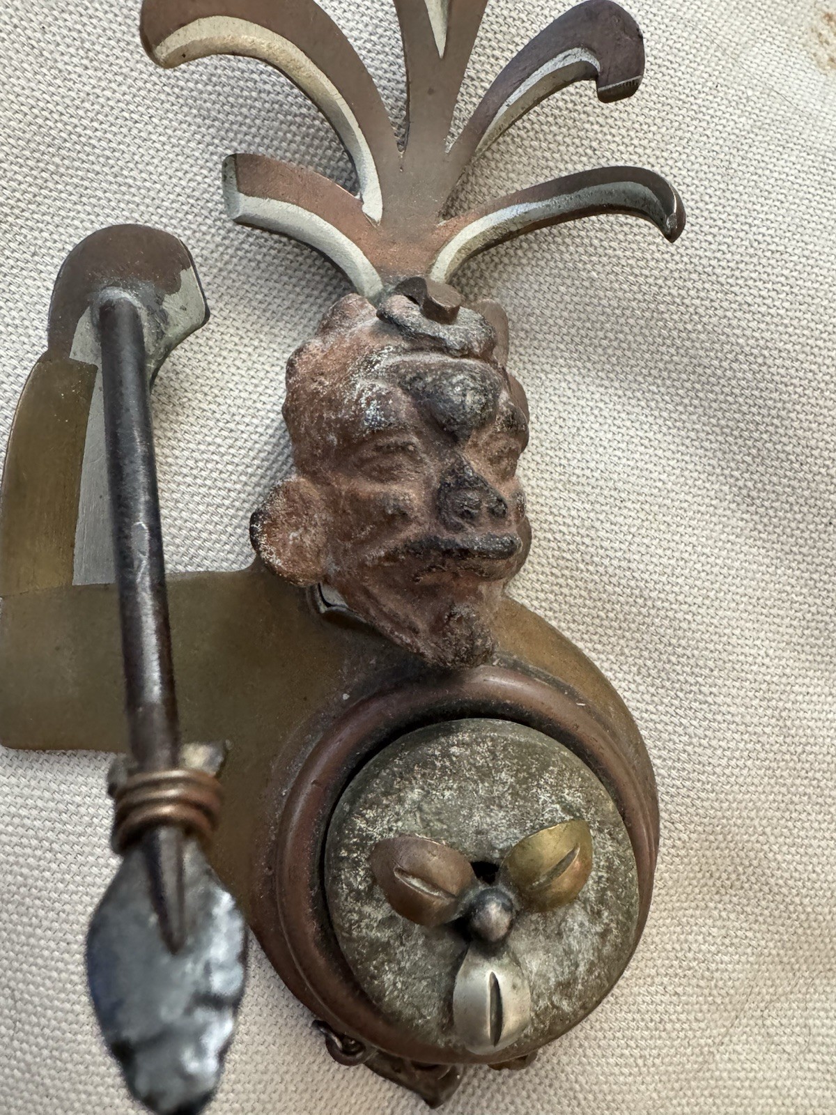 Early 1940s LOS CASTILLO Wall Relief Mixed Metals w real preColumbian Pieces Early 1940s LOS CASTILLO Wall Relief Mixed Metals w real preColumbian Pieces