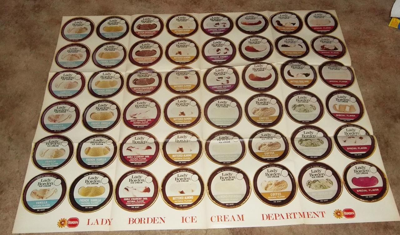 Vintage Large Lady Borden Ice Cream Department Store Poster