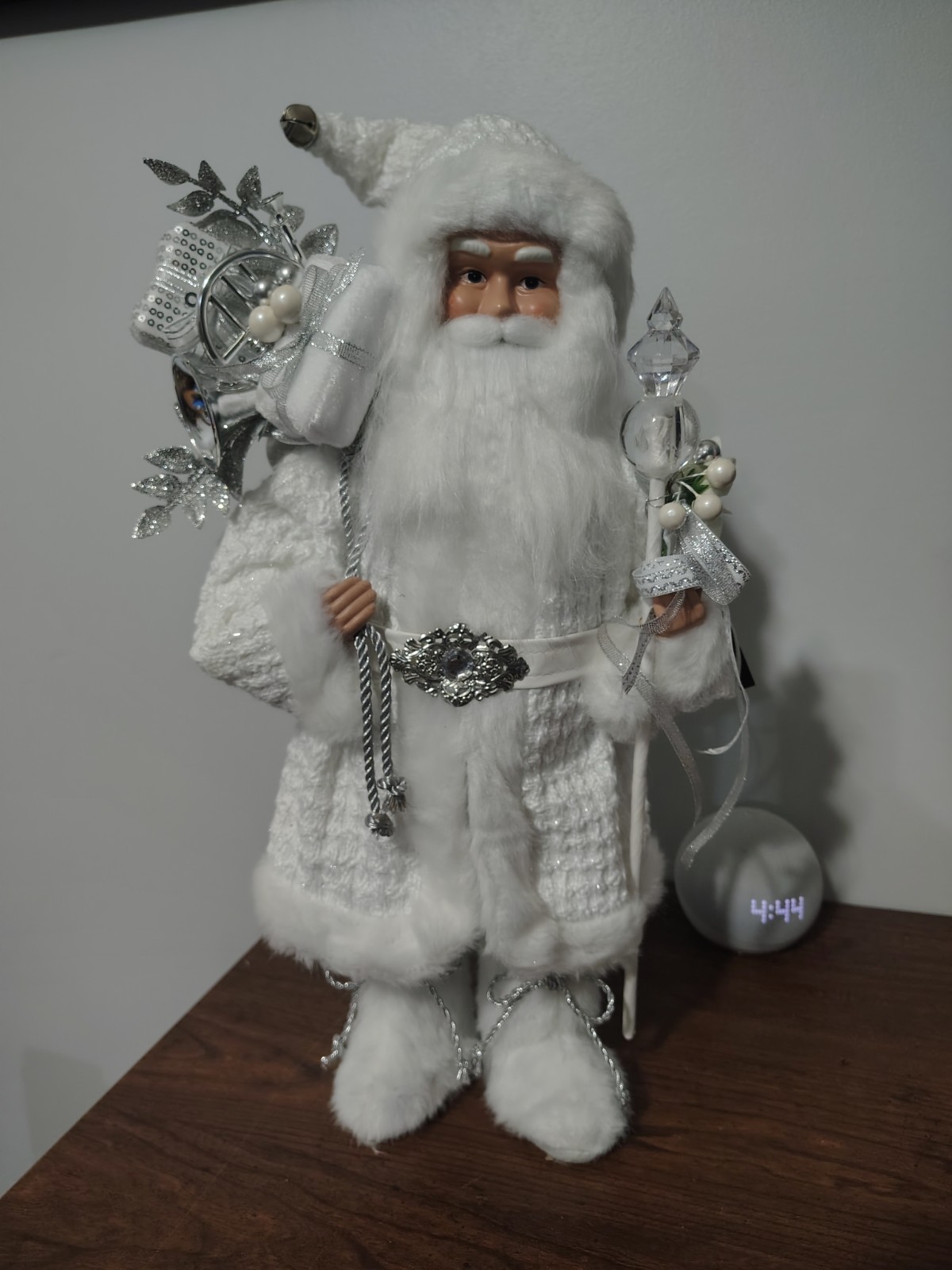 Santa Claus Figurine Christmas, White 19 in, Santa Claus Figurine Christmas, White 19 in,