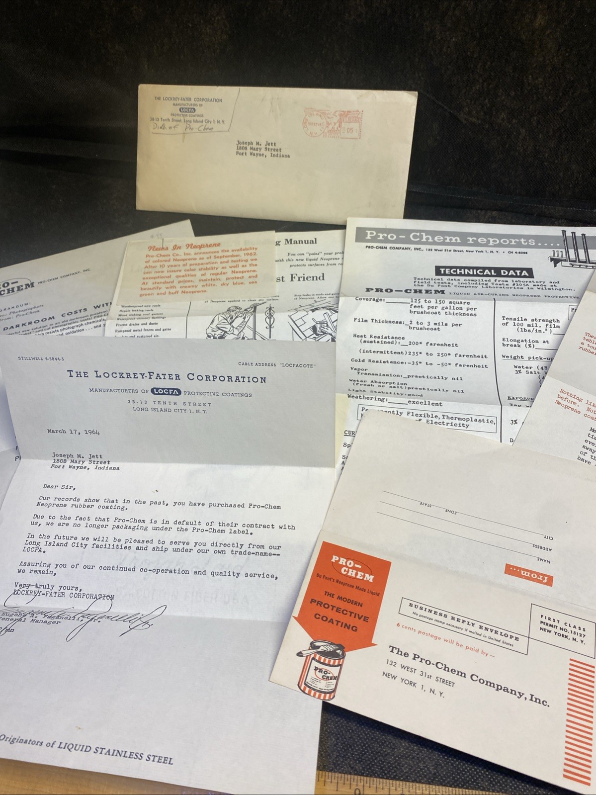 Vintage 1960s Pro-Chem Neoprene Rubber Coating Advertising Ephemera Mailer Lot