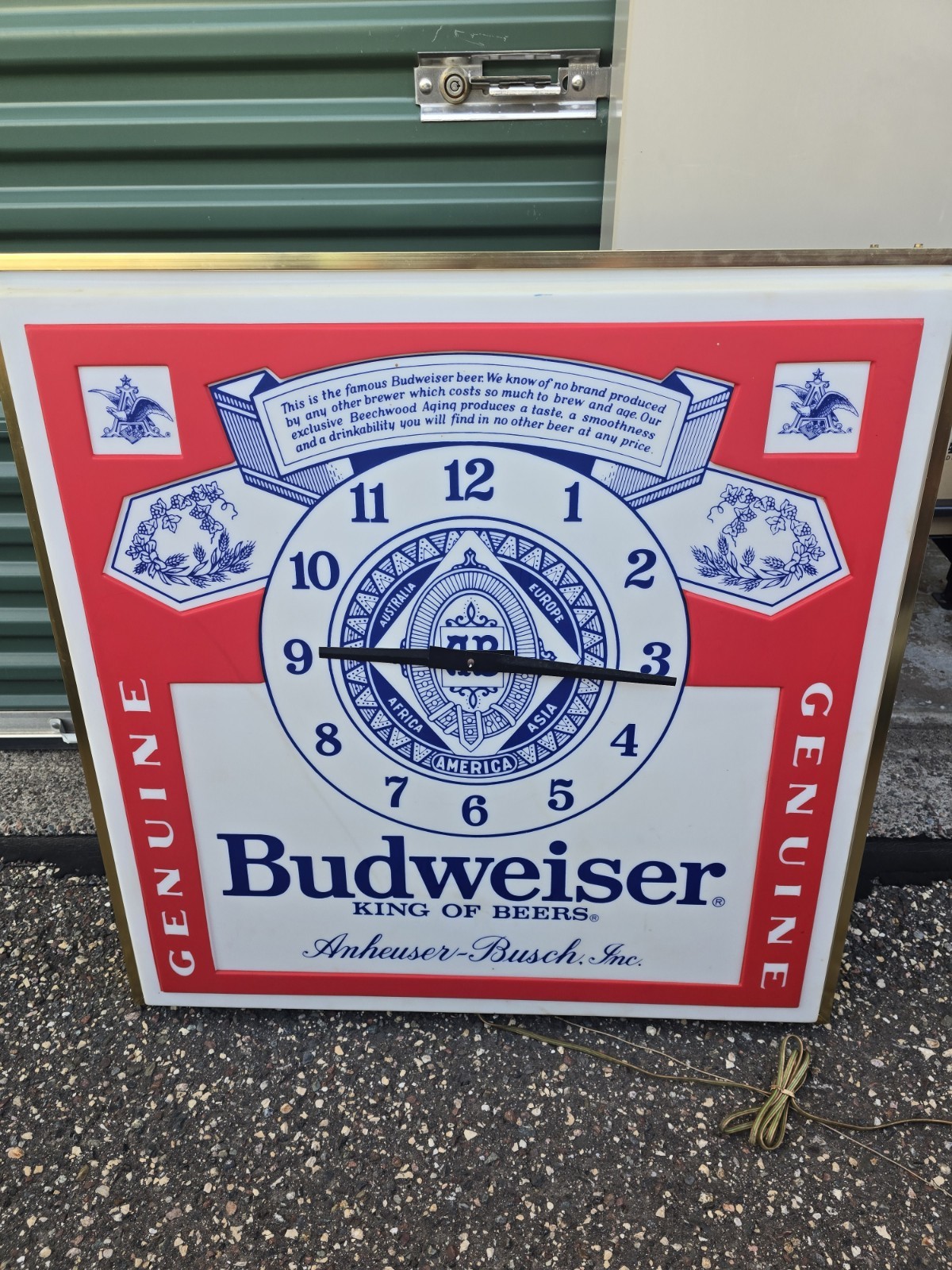 Vintage Budweiser 35” Bowling Alley Clock Lighted Sign Everbrite Anheuser Busch