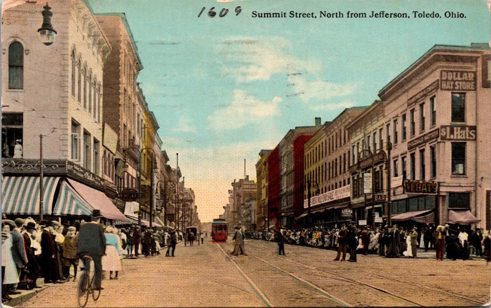 1914 Summit Street North from Jefferson Toledo Ohio Streetcar