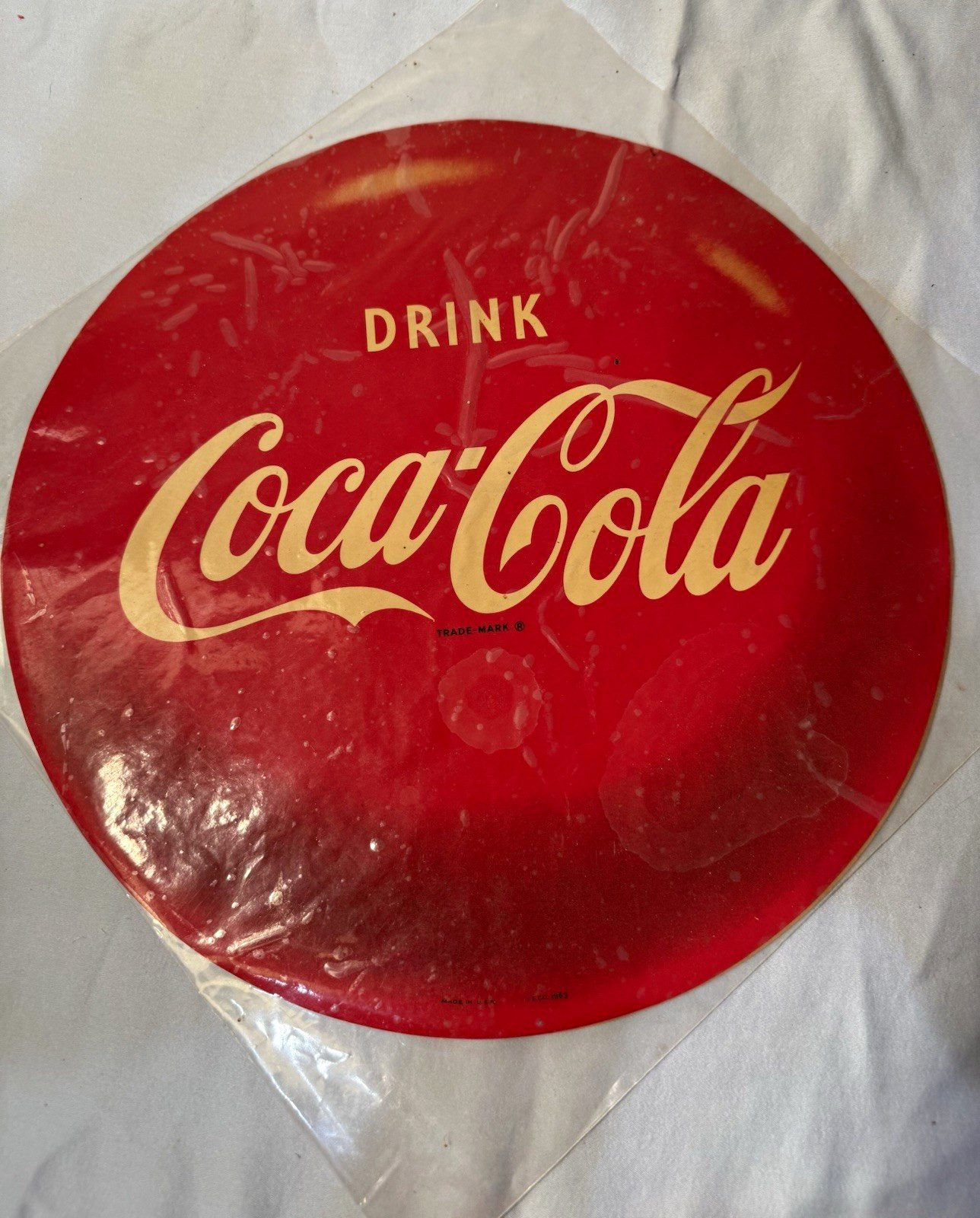 Coca-Cola 1963 Original Drink Coca-Cola Round Sticker Decal NOS Point of Sale Ad Coca-Cola 1963 Original Drink Coca-Cola Round Sticker Decal NOS Point of Sale Ad