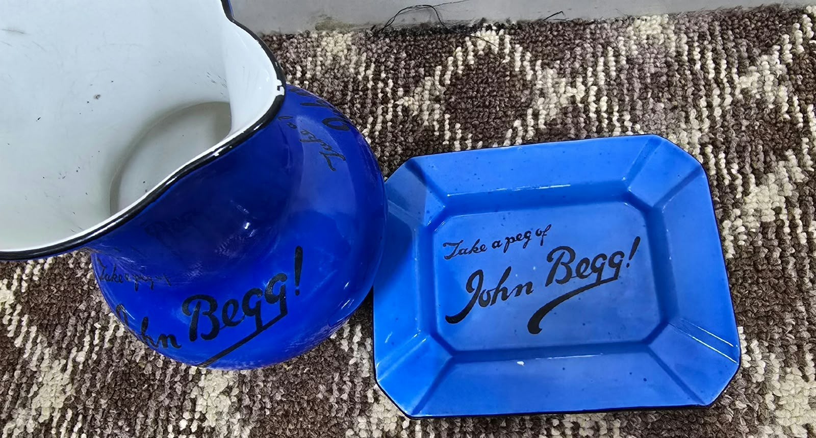 Vintage John Begg Scotch Whisky Advertising Ceramic Jug & Ashtray Set