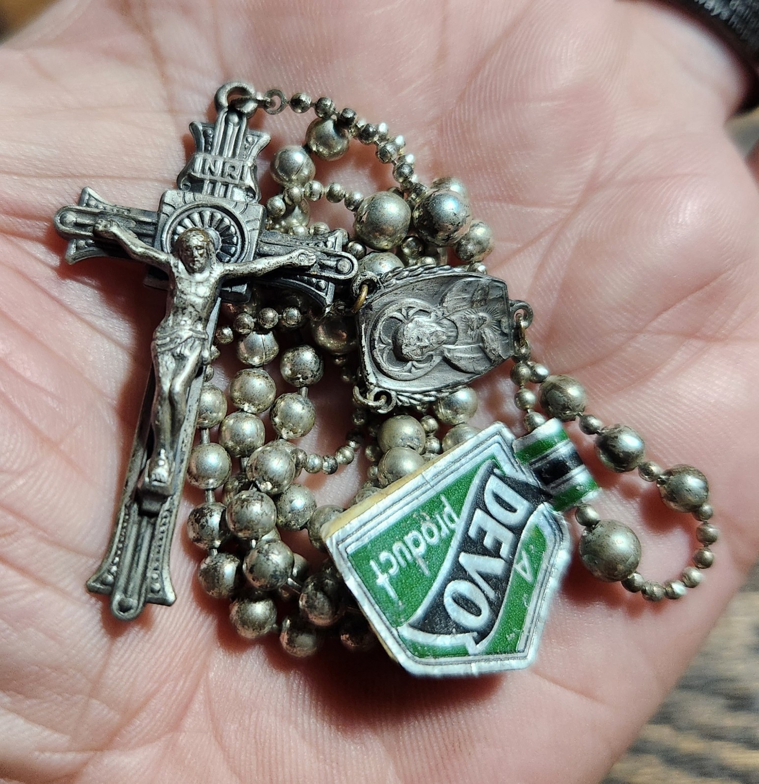 Vintage WWII Military Rosary Religious Catholic Medal Crucifix Pendant Lot #H