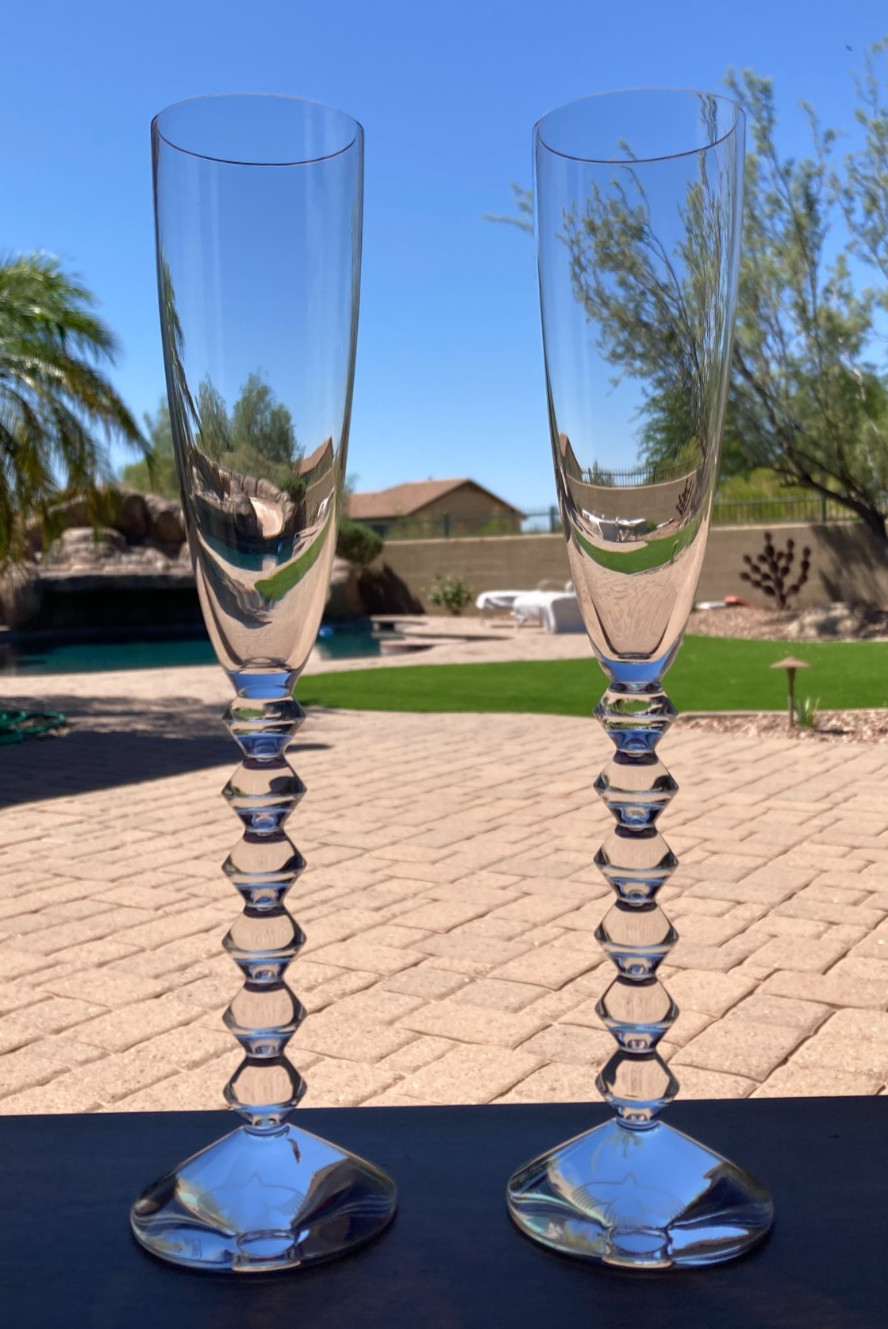 Baccarat Vega Flutissimo Grand Champagne Flutes Crystal 11 3/8 Baccarat Vega Flutissimo Grand Champagne Flutes Crystal 11 3/8