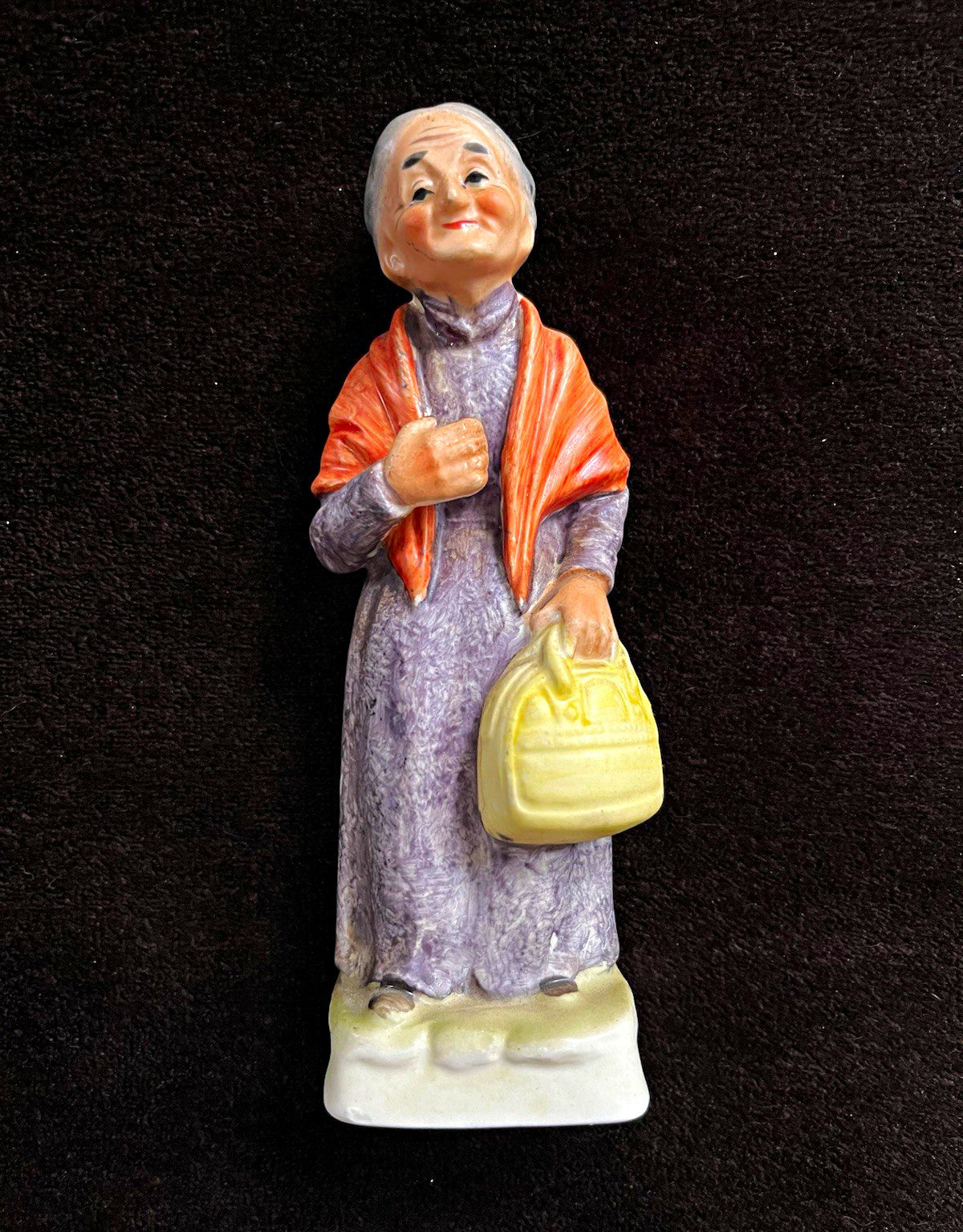 Norleans Hand Painted Ceramic Woman Figurine w/ Purse, Vintage 
