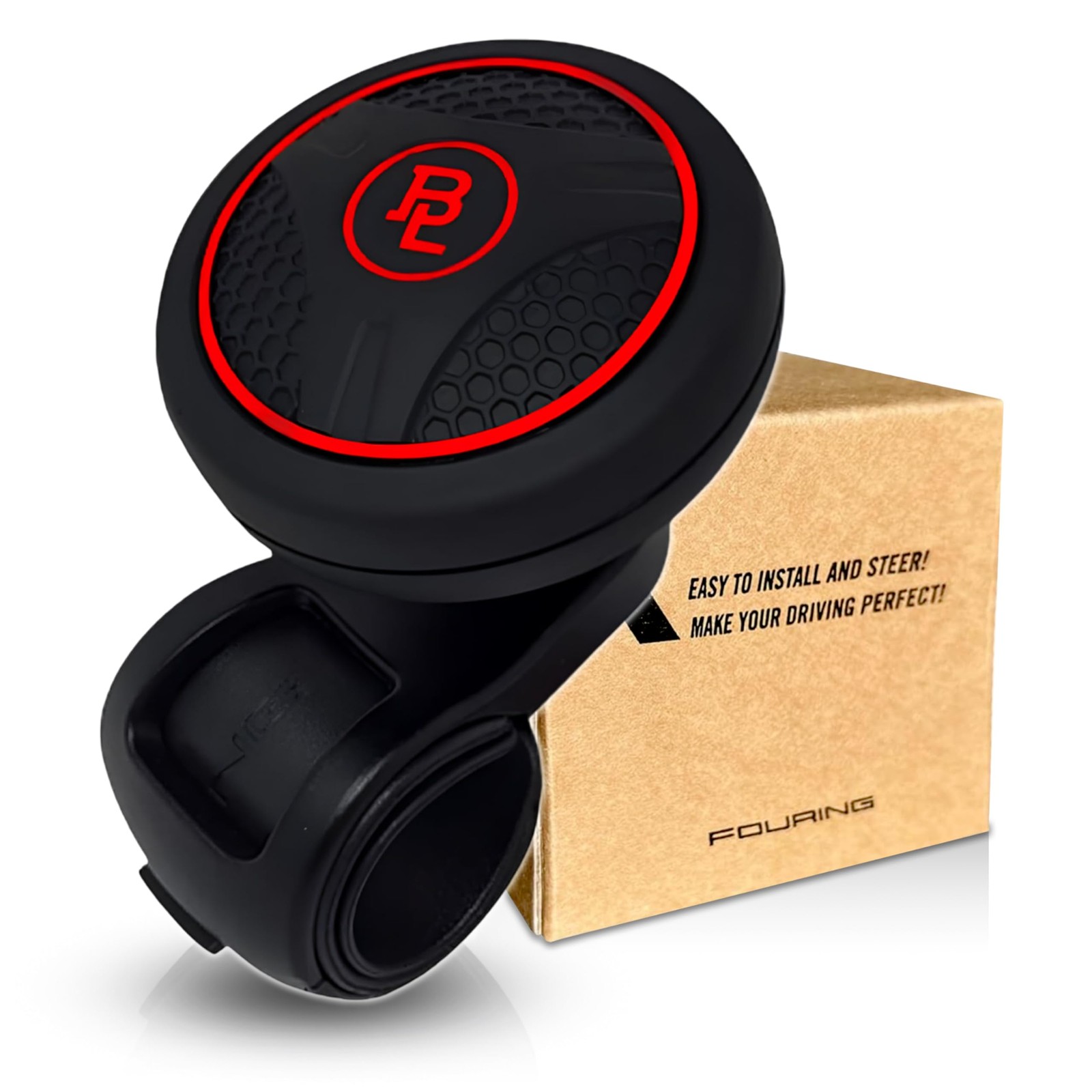Durable Red Silicone Steering Wheel Spinner Knob for Cars Trucks Boats