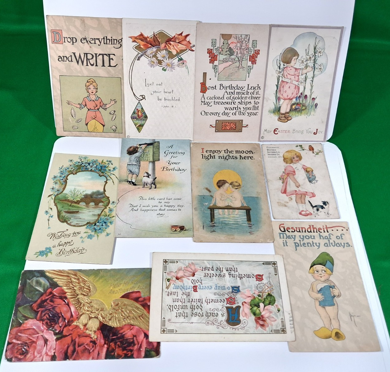 Lot of 11 vintage antique postcards 1900s-1910s Embossed Easter Birthday Comic Lot of 11 vintage antique postcards 1900s-1910s Embossed Easter Birthday Comic