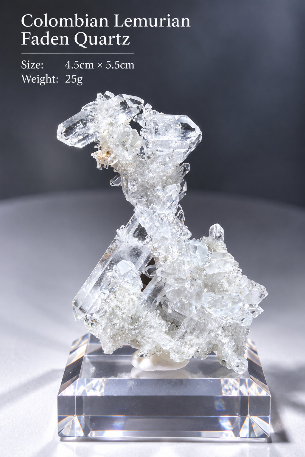 Colombian Lemurian Faden Quartz Crystal Cluster Clear Collector Specimen 25g