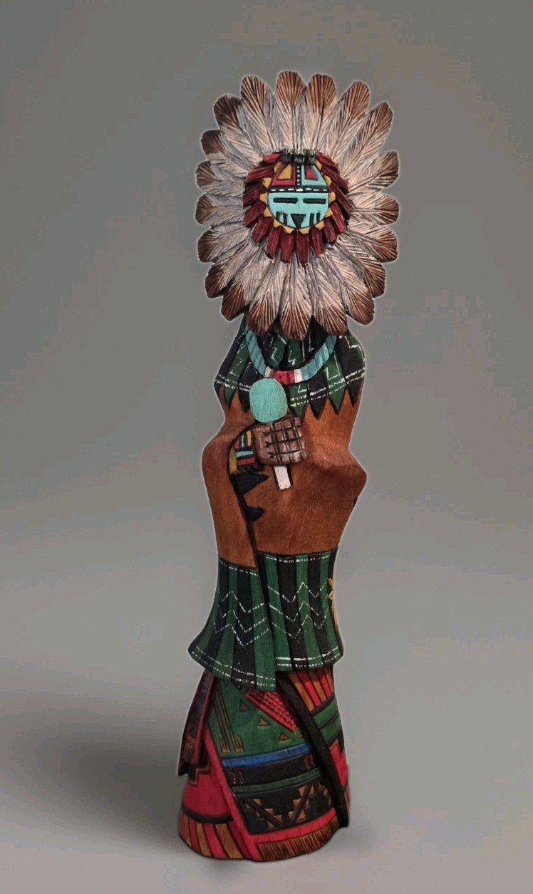 Small Hopi Sun Kachina Signed T.A. David Carved nicely Detailed 8\