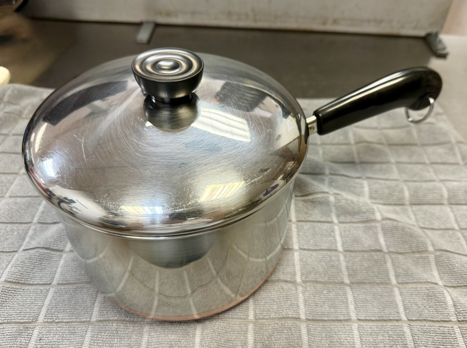 Vintage Revere Ware 1801 3 Qt Copper Bottom Saucepot Lid Clinton ILL USA 85