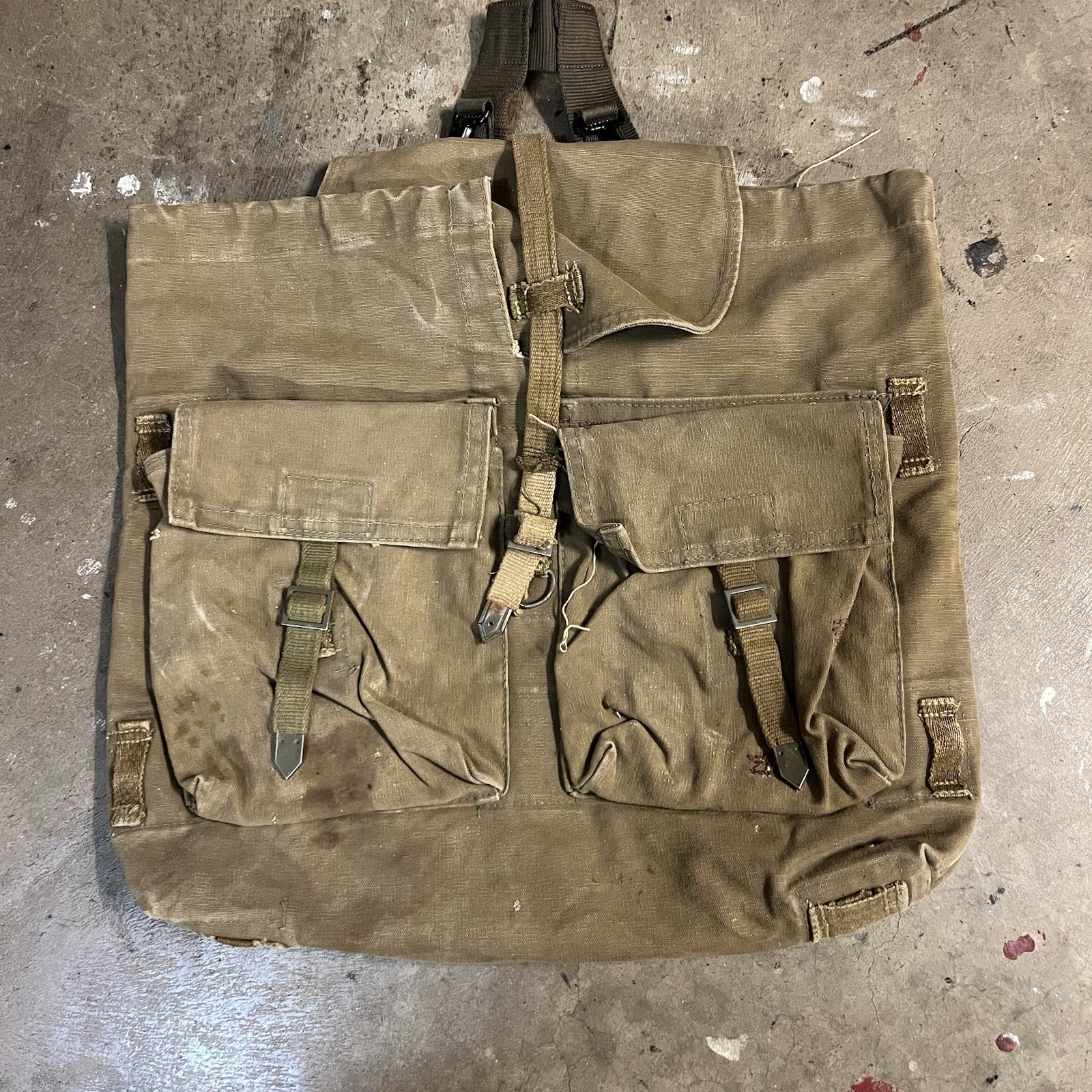 Czech Army Vintage Bag Rucksack M60 Canvas Backpack Military Cool Distressed